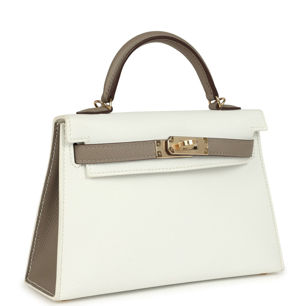 Hermès Special Order Kelly Sellier 20 - White & Gris Asphalte Epsom 4 Hermès Special Order Kelly Sellier 20 - White & Gris Asphalte Epsom - Image 4
