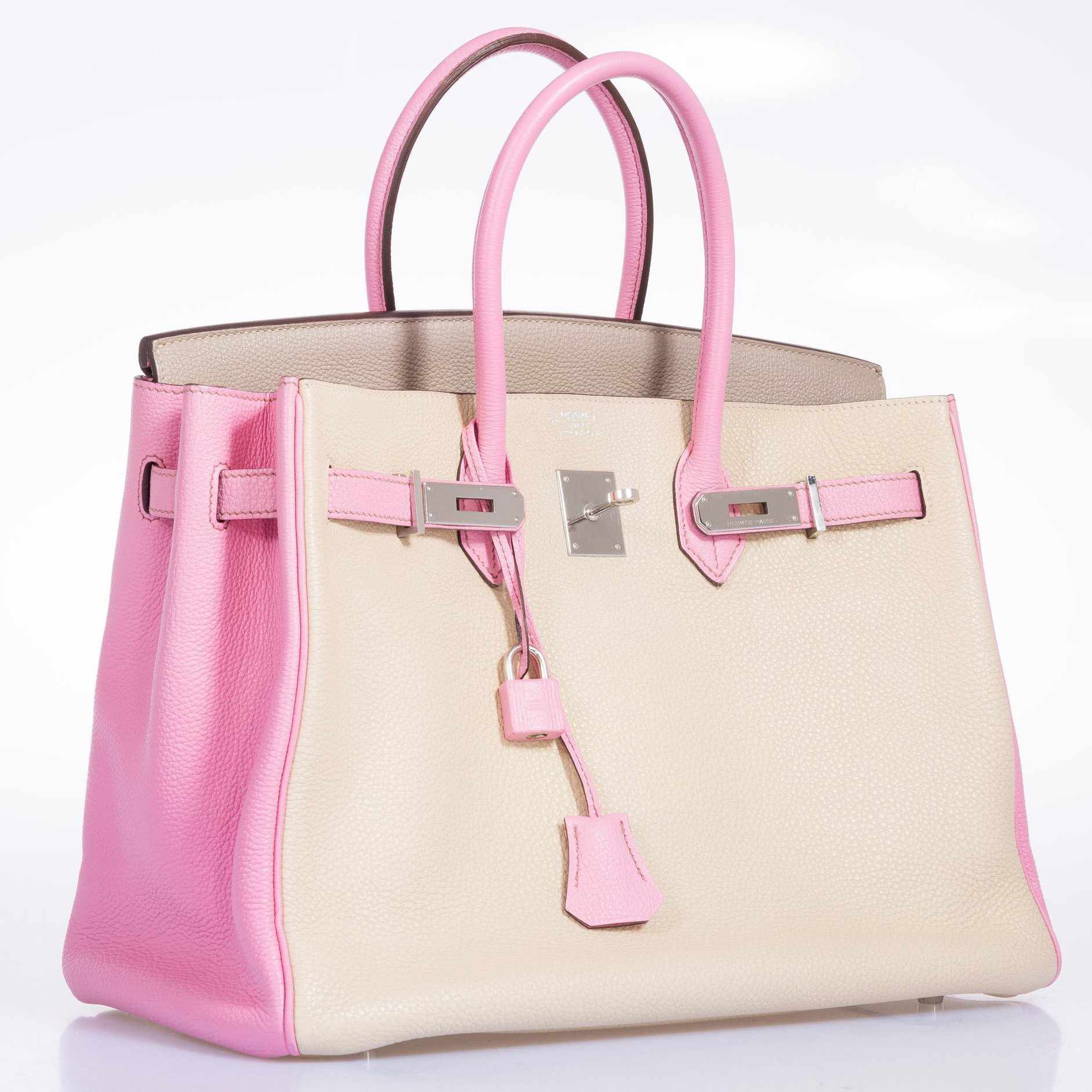 Hermès Birkin 35 Tri-Color Gris T Bubblegum Togo Palladium - Exquisite Style 4 Hermès Birkin 35 Tri-Color Gris T Bubblegum Togo Palladium - Exquisite Style - Image 4