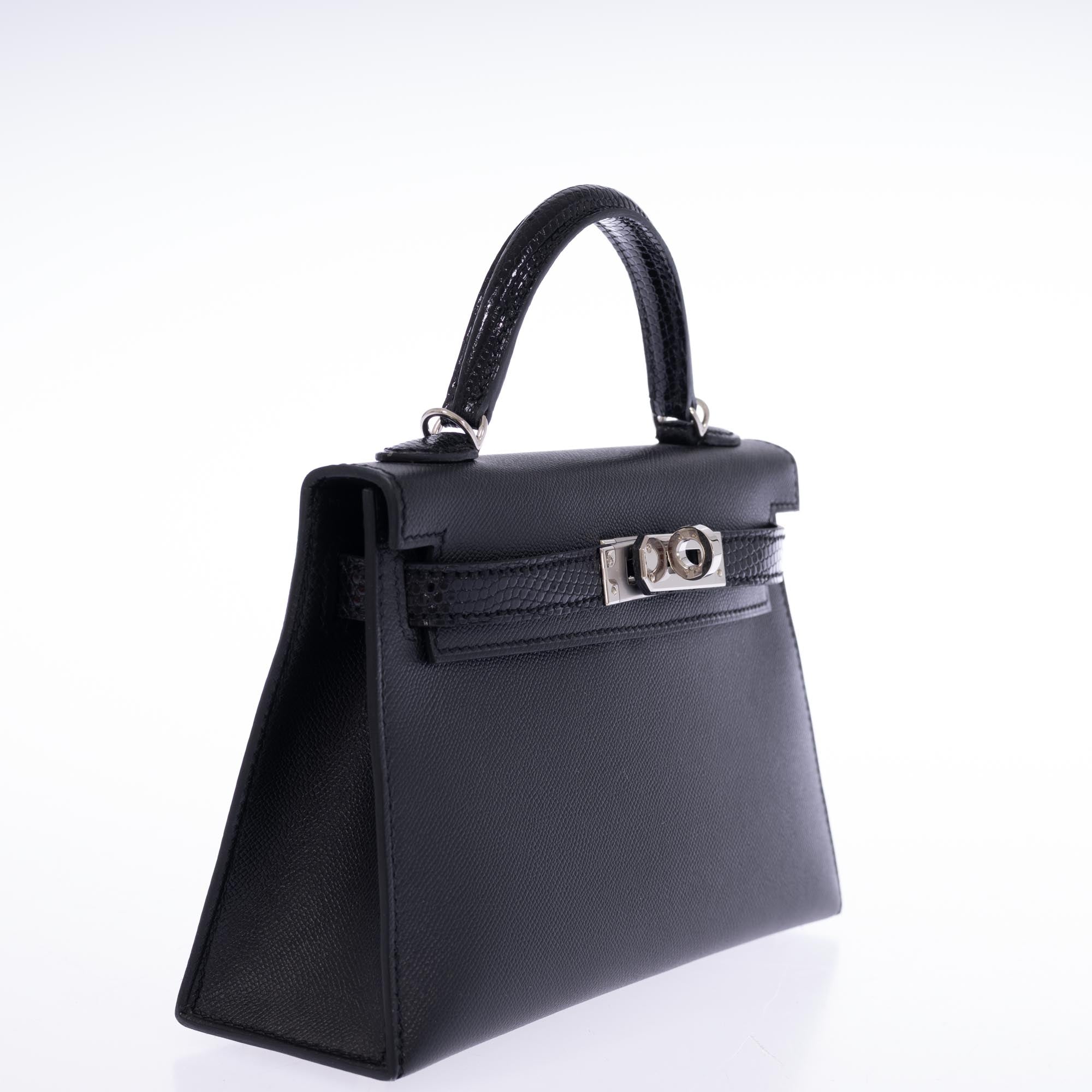 Hermès Kelly Mini II Black Madame & Lizard, Palladium Hardware 5 Hermès Kelly Mini II Black Madame & Lizard, Palladium Hardware - Image 5