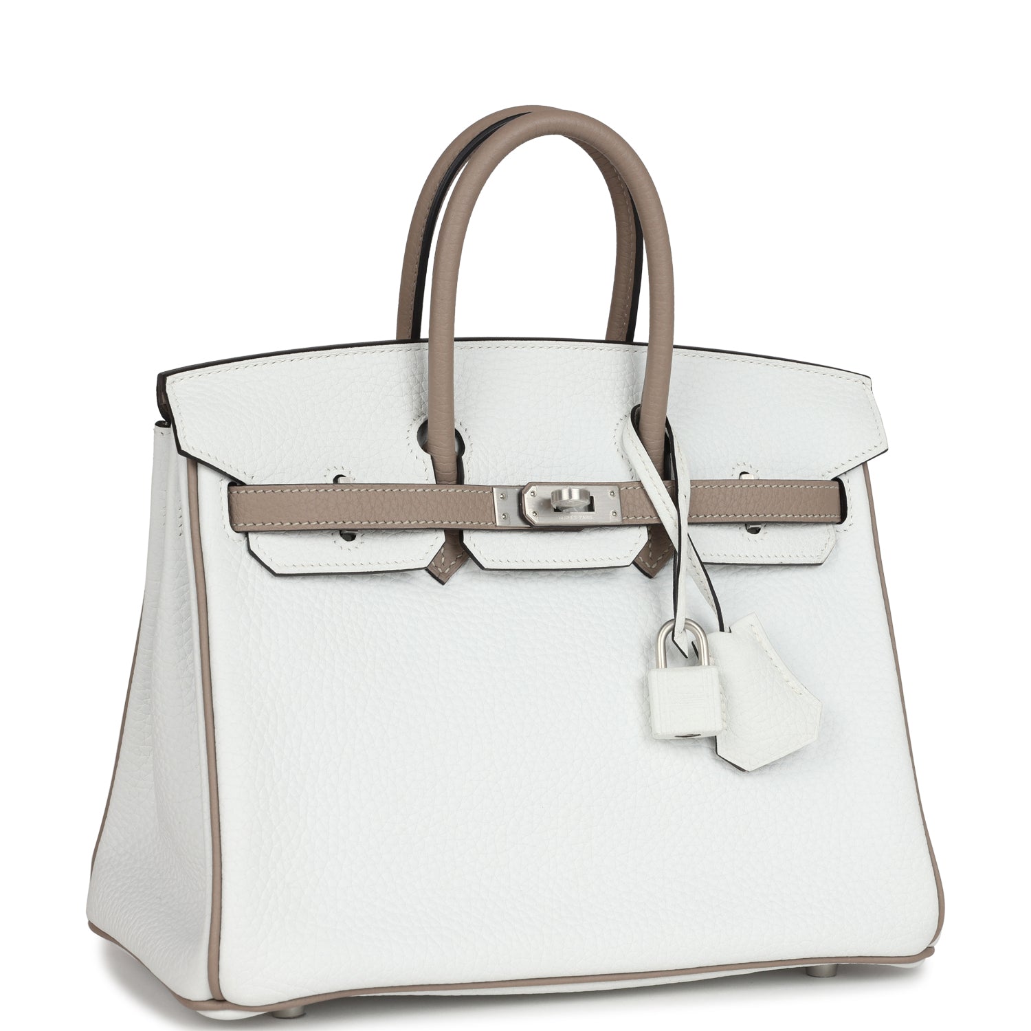 Hermès HSS Birkin 25 White/Etoupe Clemence Palladium Hardware 5 Hermès HSS Birkin 25 White/Etoupe Clemence Palladium Hardware - Image 5