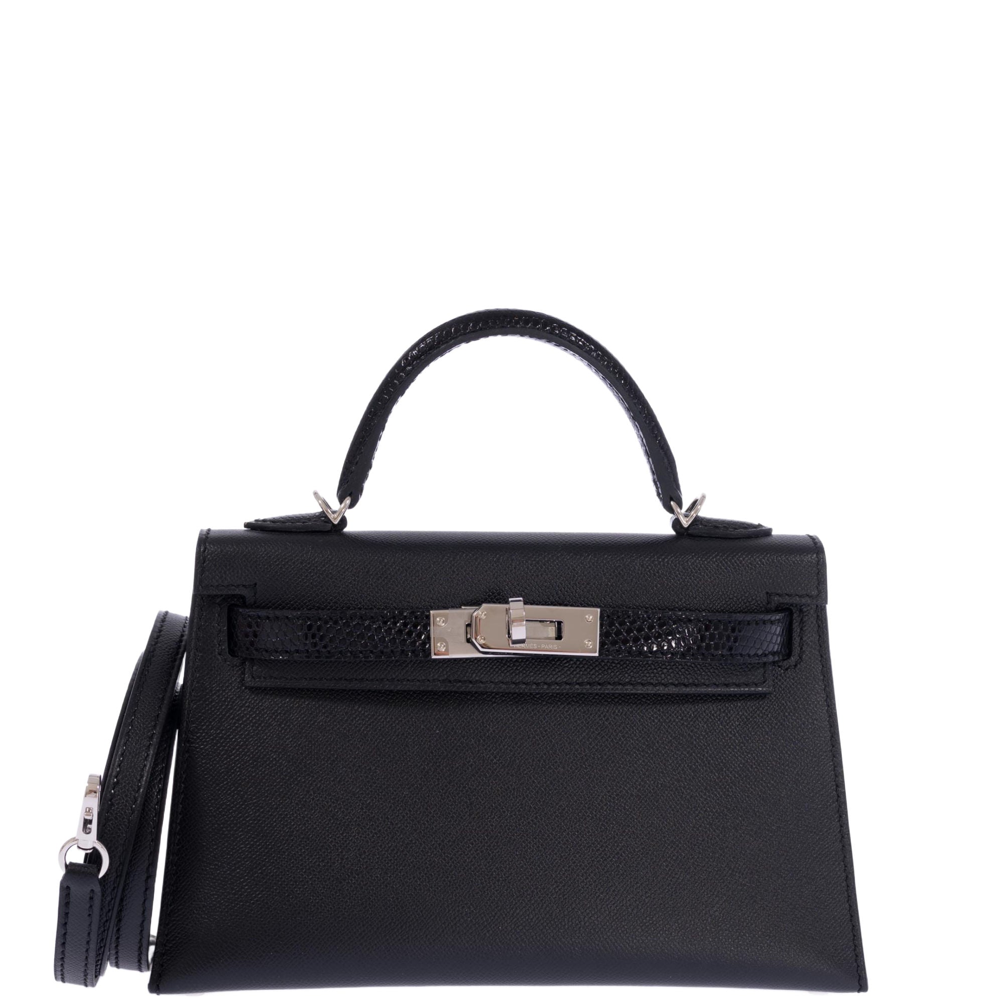 Hermès Kelly Mini II Black Madame & Lizard, Palladium Hardware 9 Hermès Kelly Mini II Black Madame & Lizard, Palladium Hardware - Image 9