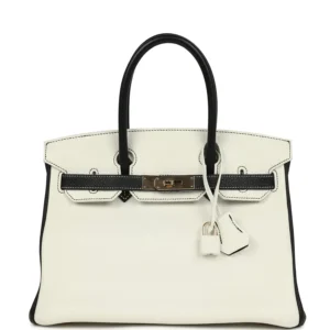 Hermès HSS Birkin 30 White/Black Clemence Permabrass - Pre-owned