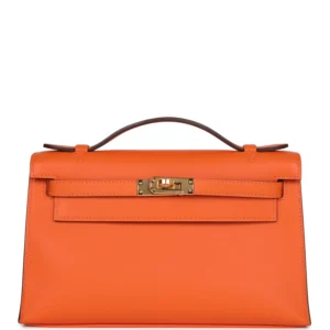 Hermès HSS Kelly Pochette Orange Swift Gold Hardware