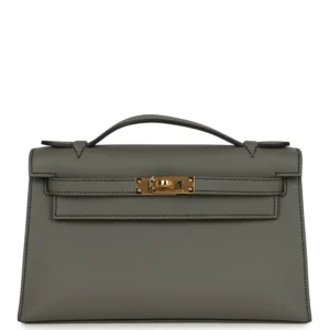 Hermès HSS Kelly Pochette Gris Meyer Verso Swift Gold Hardware