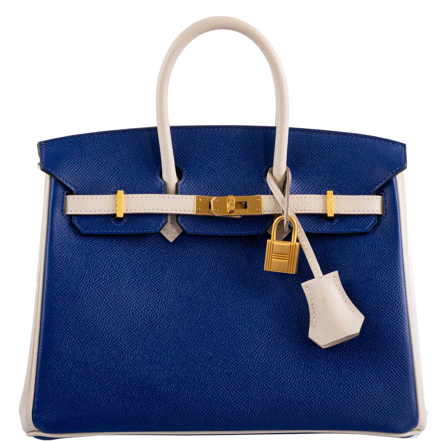 Hermès Birkin 25 HSS Blue Electrique & Craie - Brushed Gold Hardware 1 Hermes-Birkin-25-HSS-Bi-Color-Blue-Electrique-Craie-Epsom-Brushed-Gold-Hardware