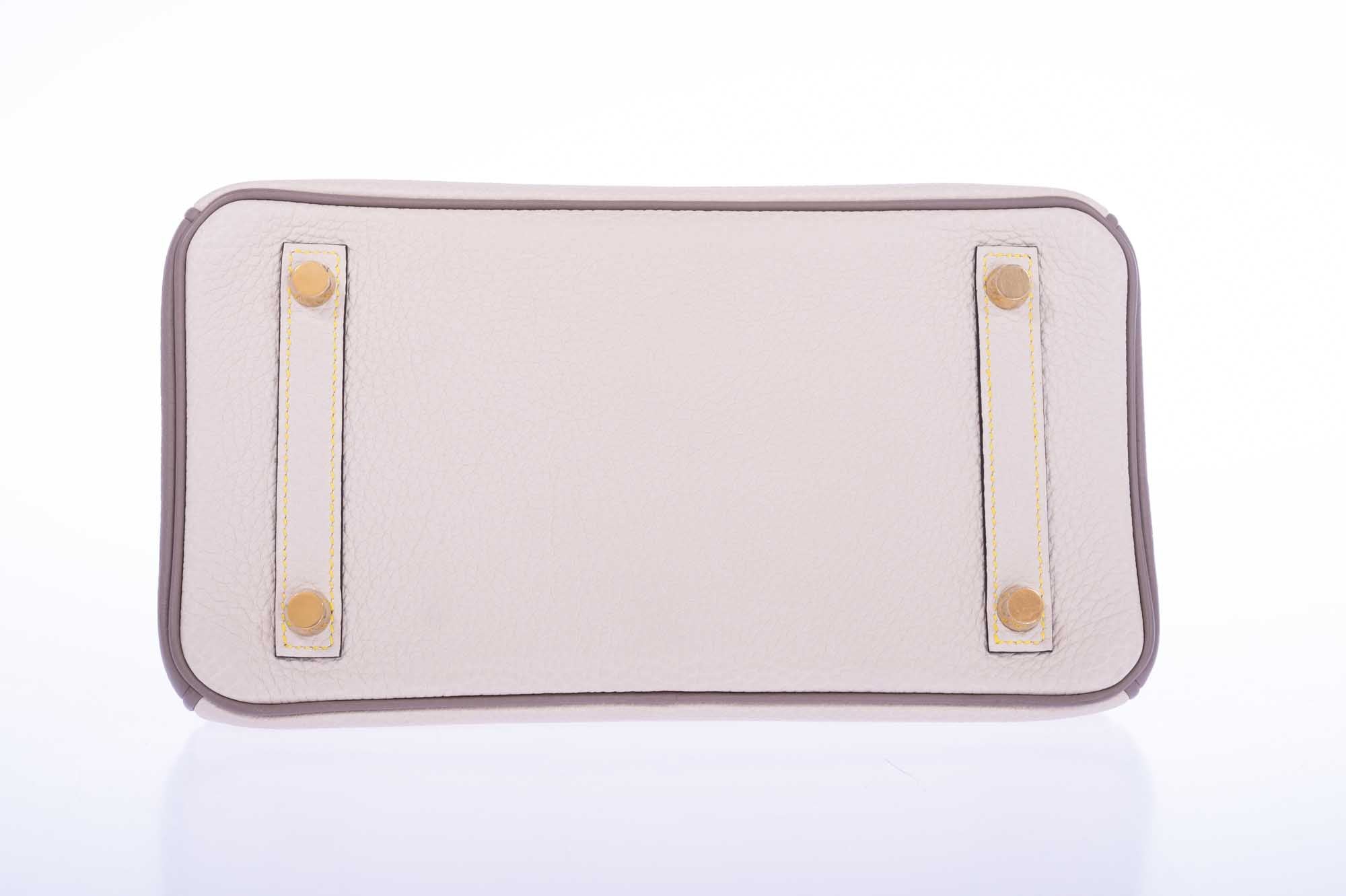 Hermès Birkin 25 HSS Craie & Gris Asphalt Togo Bag - Yellow Stitching, Gold Hardware 9 Hermès Birkin 25 HSS Craie & Gris Asphalt Togo Bag - Yellow Stitching, Gold Hardware - Image 9