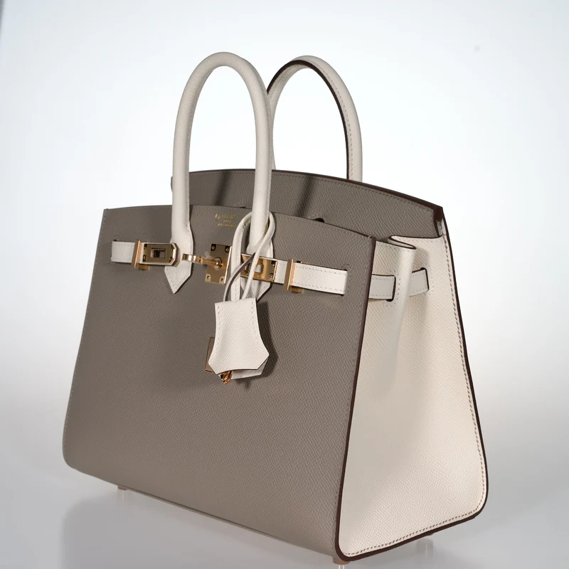 Hermès Birkin 25 Sellier HSS Bi-Color in Gris Asphalte/Nata Epsom - Rose Gold 4 Hermès Birkin 25 Sellier HSS Bi-Color in Gris Asphalte/Nata Epsom - Rose Gold - Image 4