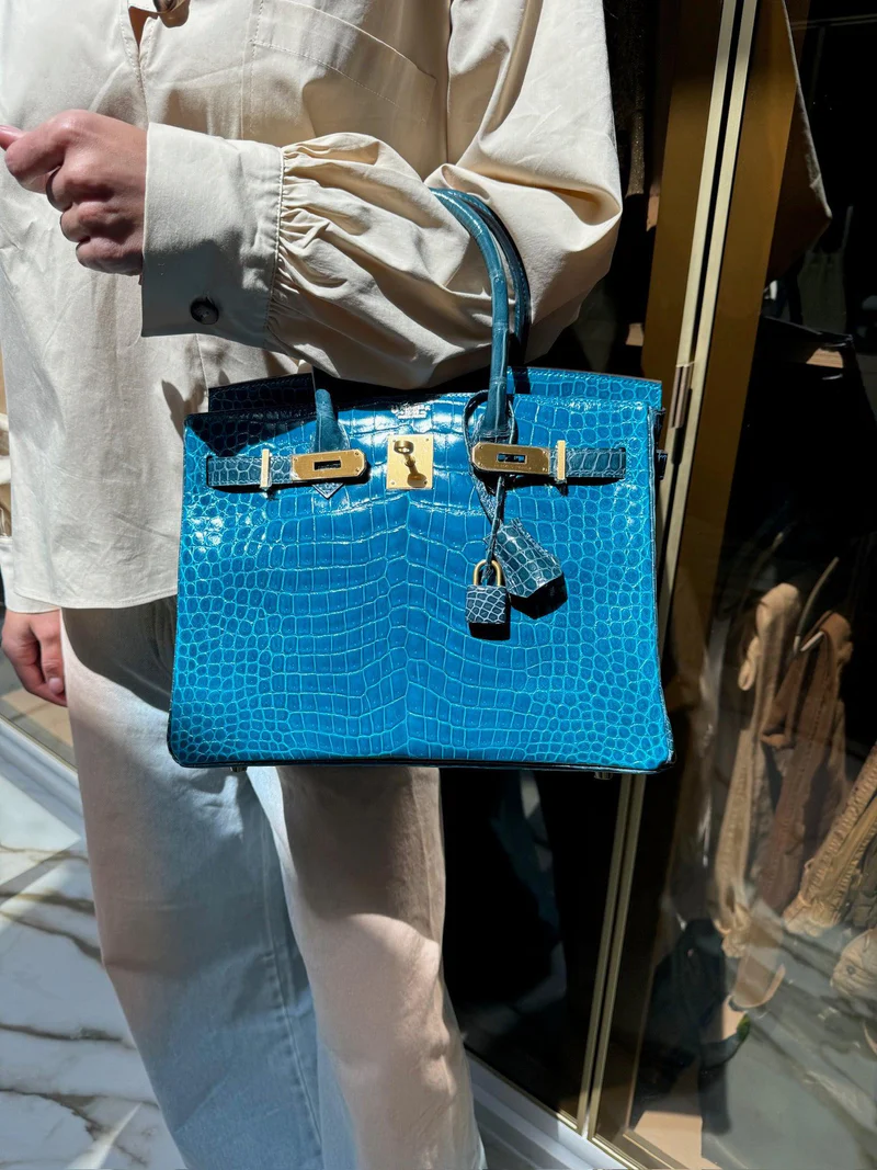 Hermès Birkin 30 HSS Blue Crocodile Bag with Brushed Gold Hardware 5 Hermès Birkin 30 HSS Blue Crocodile Bag with Brushed Gold Hardware - Image 5
