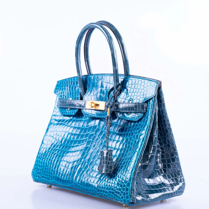 Hermès Birkin 30 HSS Blue Crocodile Bag with Brushed Gold Hardware 3 Hermès Birkin 30 HSS Blue Crocodile Bag with Brushed Gold Hardware - Image 3
