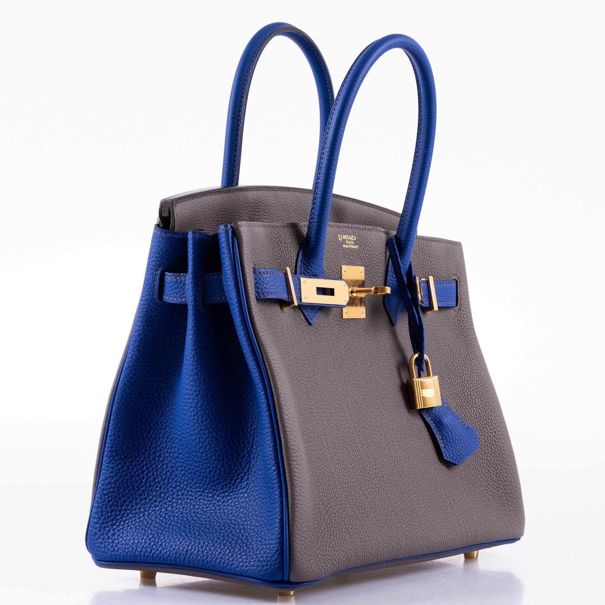 Hermès Birkin 30 HSS Etain & Blue Togo Gold Hardware - Luxury Handbag 4 Hermès Birkin 30 HSS Etain & Blue Togo Gold Hardware - Luxury Handbag - Image 4