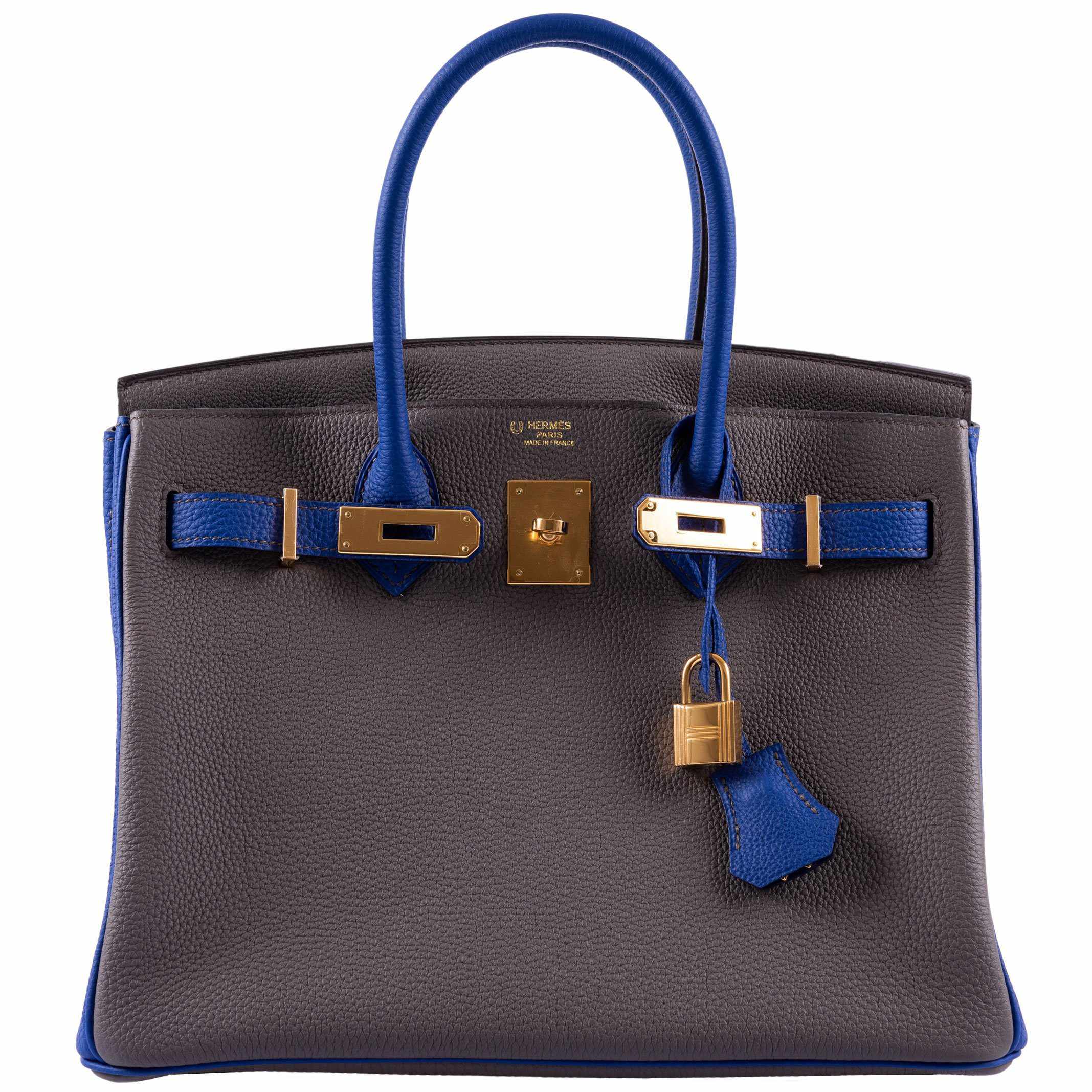 Hermès Birkin 30 HSS Etain & Blue Togo Gold Hardware - Luxury Handbag 1 Hermes-Birkin-30-HSS-Etain-And-Blue-Electric-Togo-Gold-Hardware