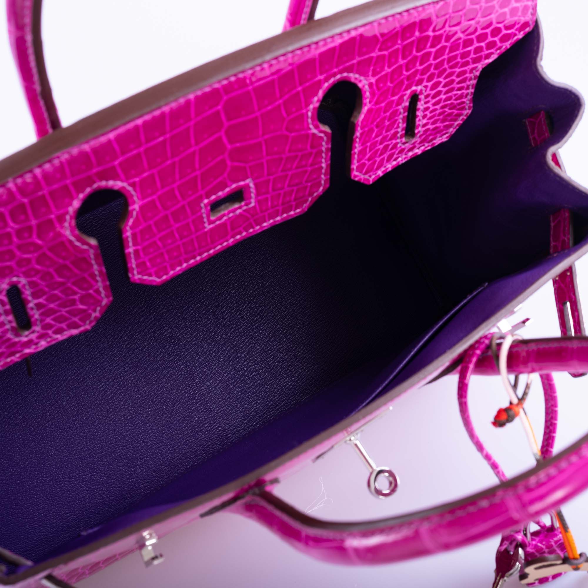 Hermès Birkin 30 HSS Rose Scheherazade Crocodile Bag - Cassis Interior 2 Hermès Birkin 30 HSS Rose Scheherazade Crocodile Bag - Cassis Interior - Image 2