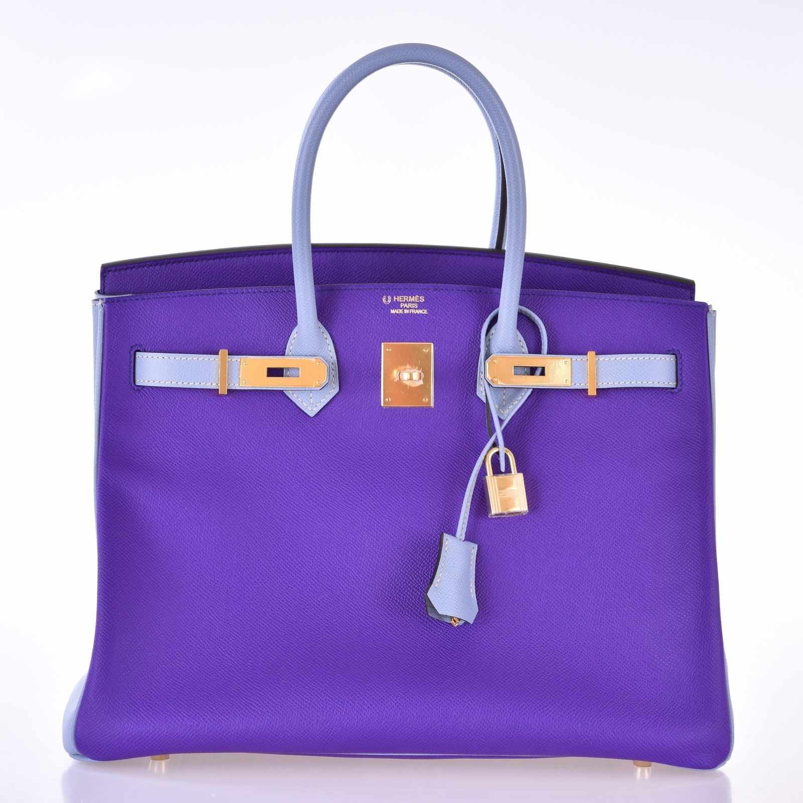 Hermès Birkin 35 HSS Crocus & Blue Lin Epsom Gold Hardware - Luxury Handbag 9 Hermès Birkin 35 HSS Crocus & Blue Lin Epsom Gold Hardware - Luxury Handbag - Image 9