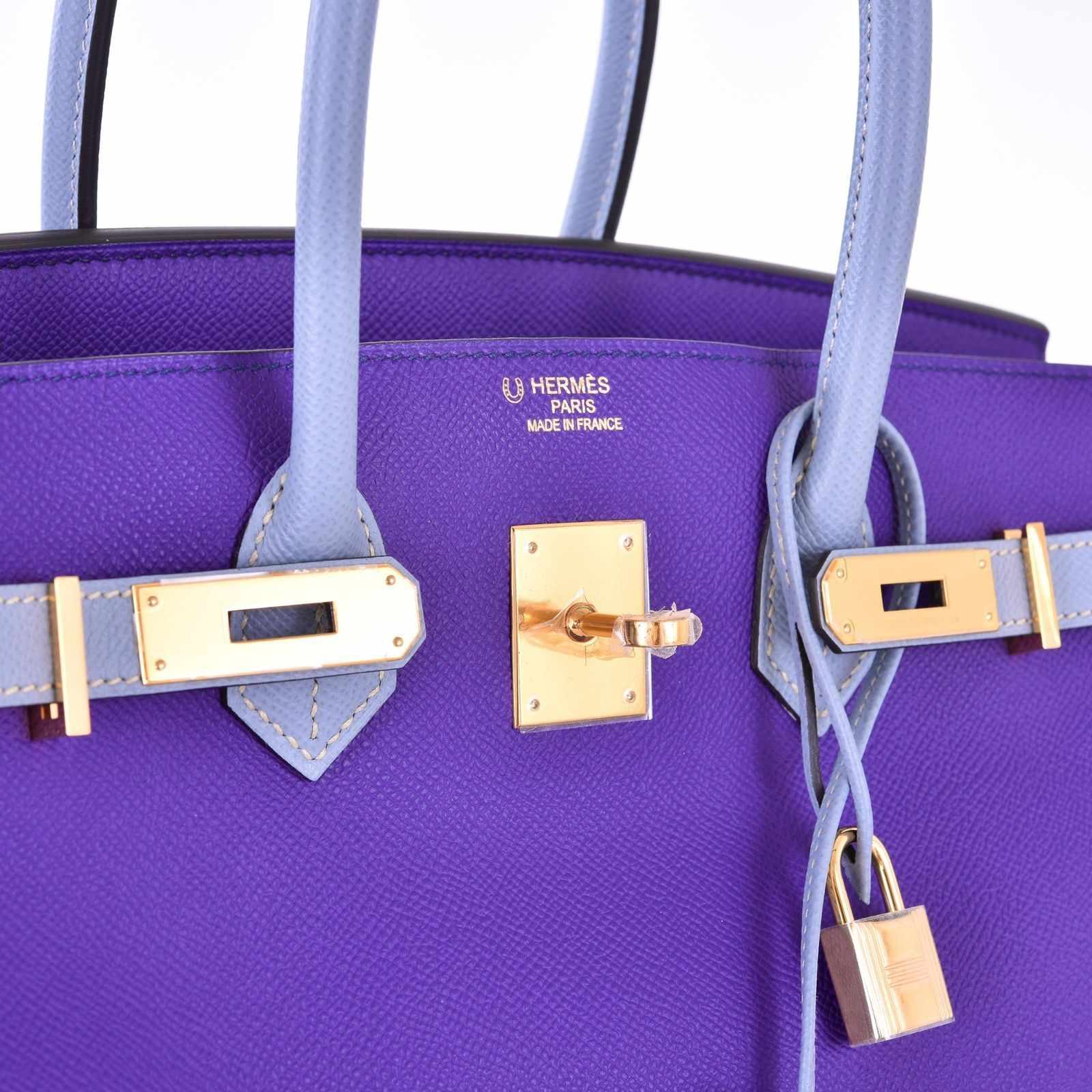 Hermès Birkin 35 HSS Crocus & Blue Lin Epsom Gold Hardware - Luxury Handbag 6 Hermès Birkin 35 HSS Crocus & Blue Lin Epsom Gold Hardware - Luxury Handbag - Image 6