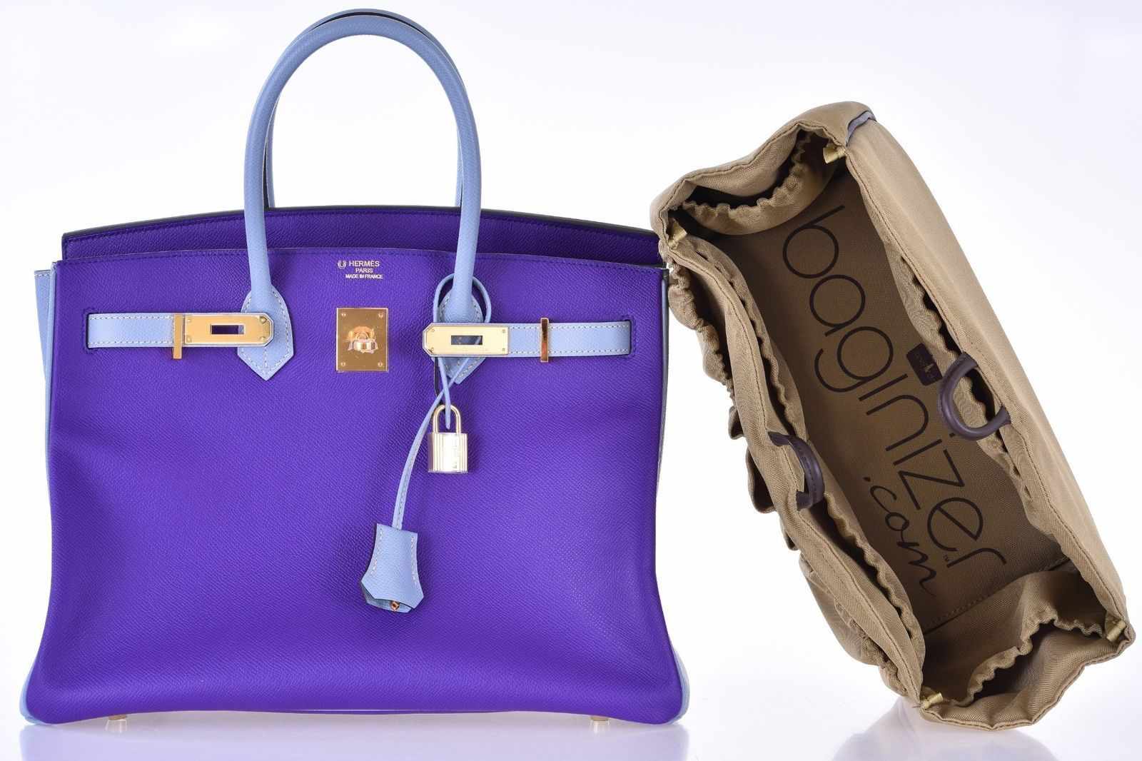 Hermès Birkin 35 HSS Crocus & Blue Lin Epsom Gold Hardware - Luxury Handbag 4 Hermès Birkin 35 HSS Crocus & Blue Lin Epsom Gold Hardware - Luxury Handbag - Image 4