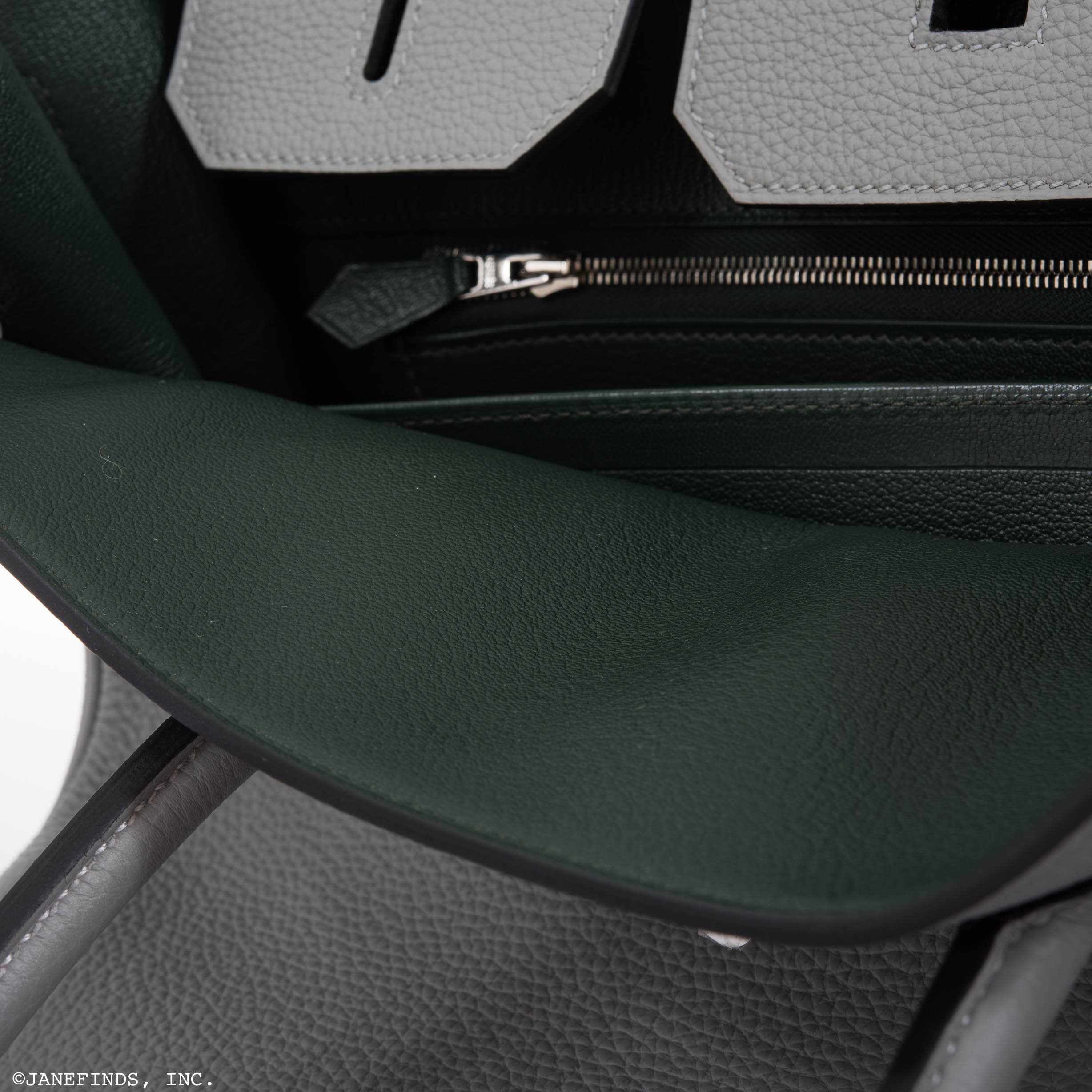 Hermès Birkin 35 HSS Togo Palladium: Elegant Gris Mouette & Vert Fonce 3 Hermès Birkin 35 HSS Togo Palladium: Elegant Gris Mouette & Vert Fonce - Image 3