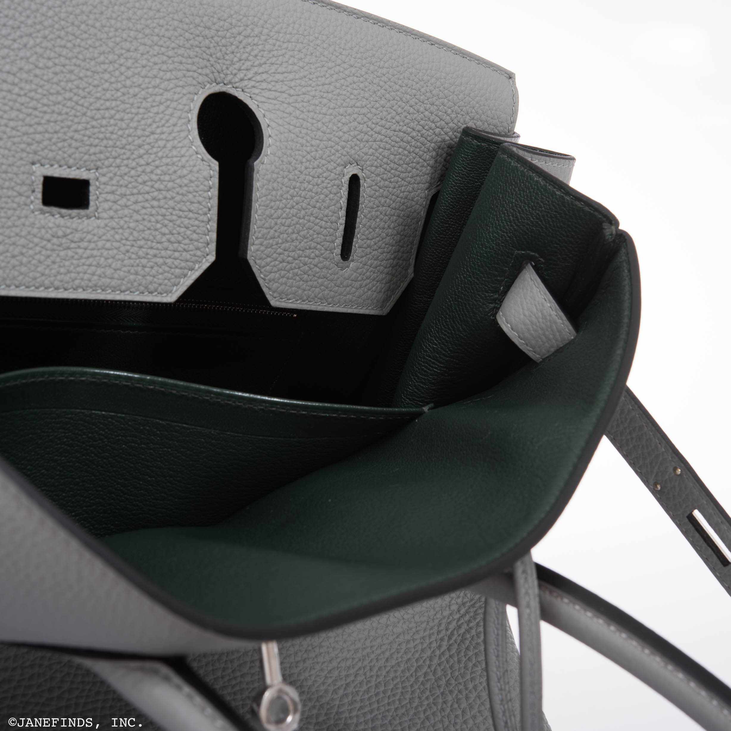 Hermès Birkin 35 HSS Togo Palladium: Elegant Gris Mouette & Vert Fonce 7 Hermès Birkin 35 HSS Togo Palladium: Elegant Gris Mouette & Vert Fonce - Image 7