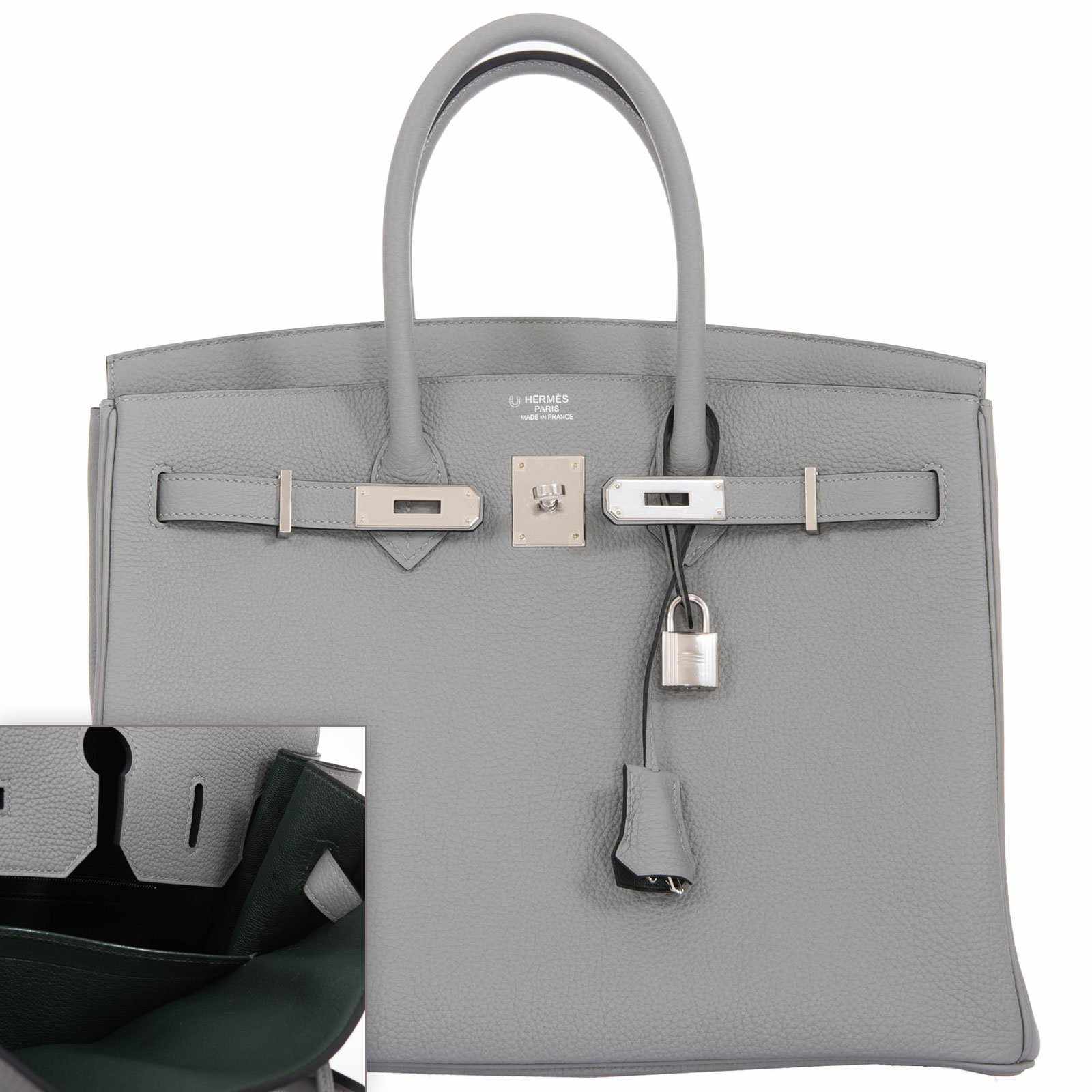 Hermès Birkin 35 HSS Togo Palladium: Elegant Gris Mouette & Vert Fonce 1 Hermes-Birkin-35-HSS-Gris-Mouette-Vert-Fonce-Togo-Palladium-Hardware