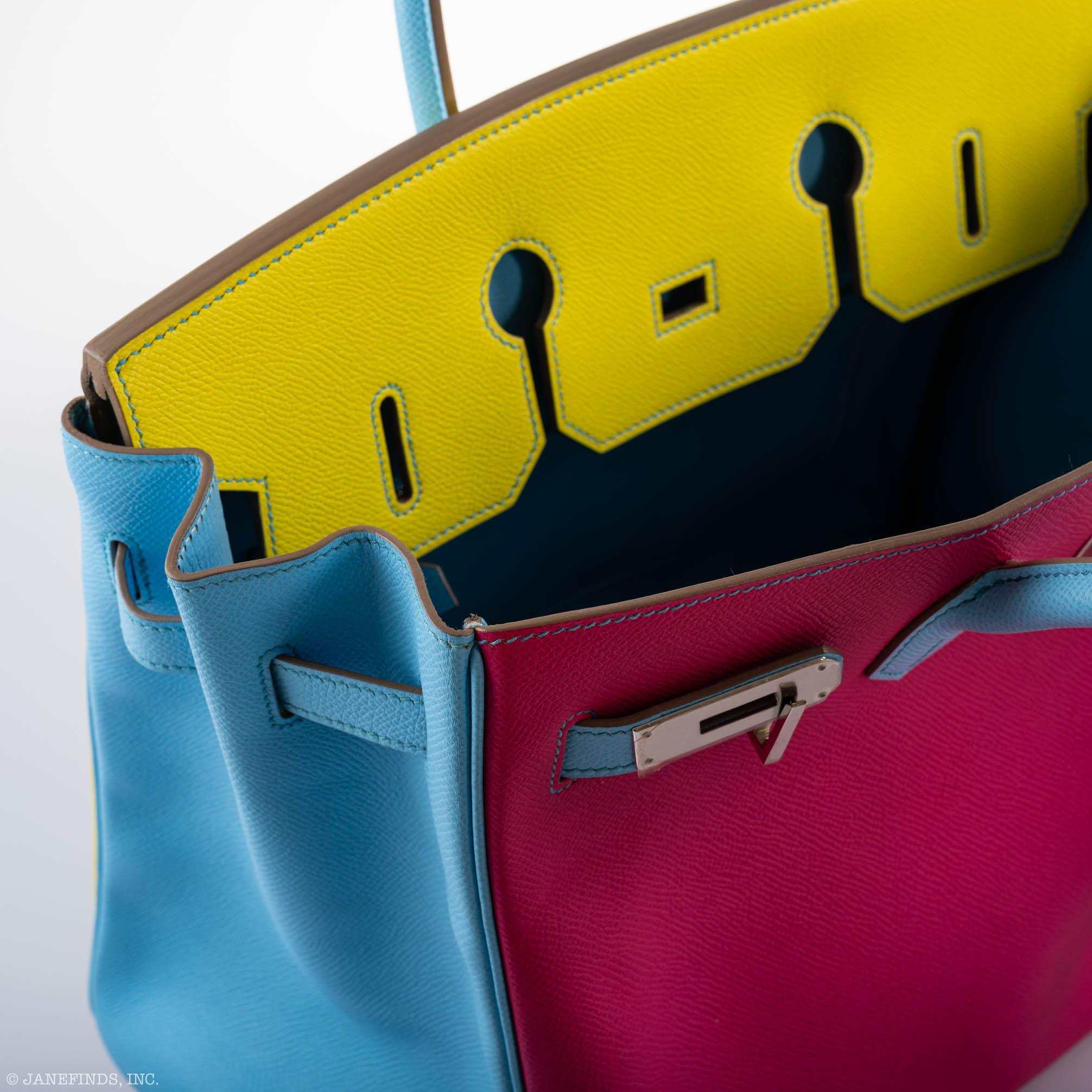 Hermès Birkin 35 HSS Hndbag Collctn, Rose Tyrien, Blue Celeste, Lime Epsom, Palladium 4 Hermès Birkin 35 HSS Hndbag Collctn, Rose Tyrien, Blue Celeste, Lime Epsom, Palladium - Image 4