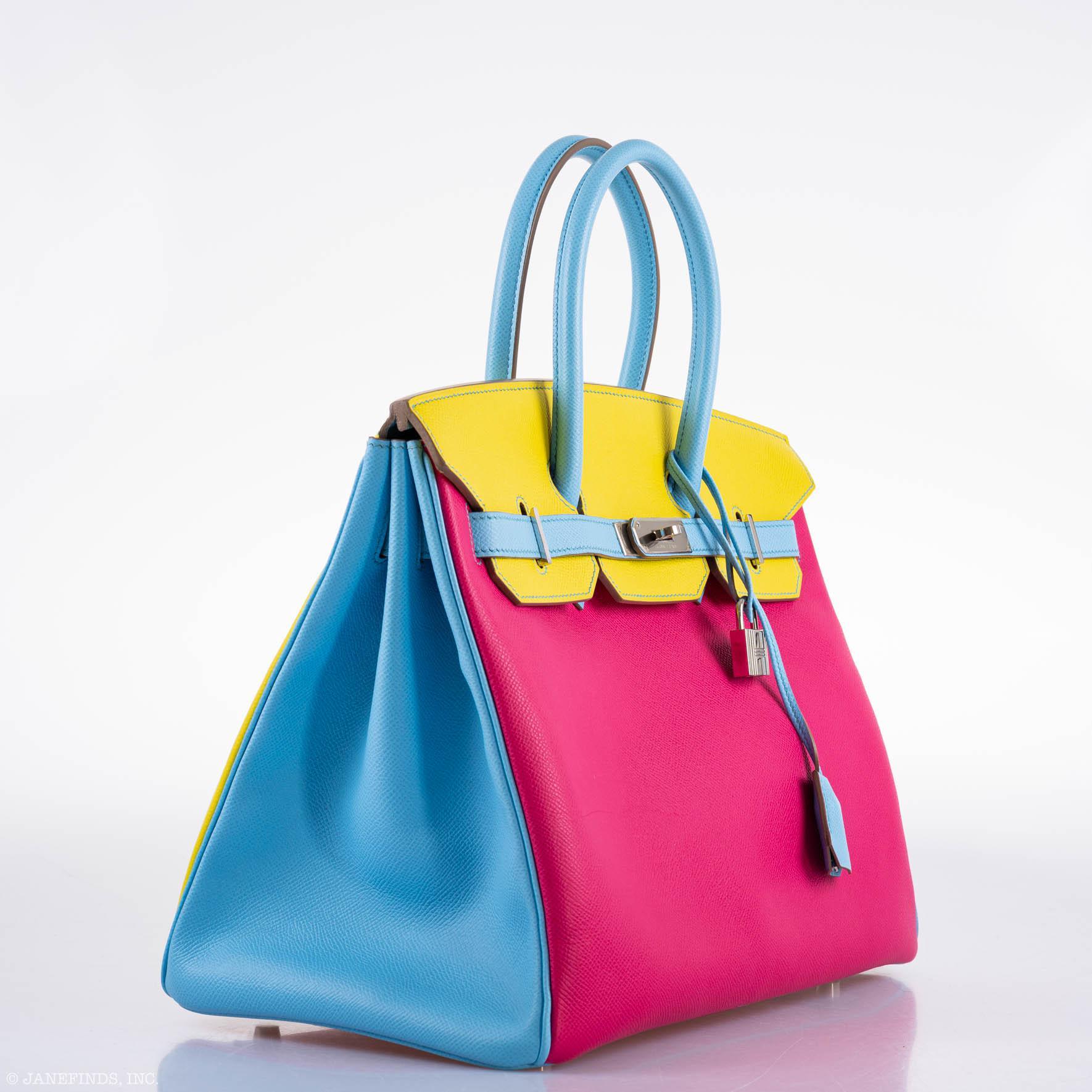 Hermès Birkin 35 HSS Hndbag Collctn, Rose Tyrien, Blue Celeste, Lime Epsom, Palladium 12 Hermès Birkin 35 HSS Hndbag Collctn, Rose Tyrien, Blue Celeste, Lime Epsom, Palladium - Image 12