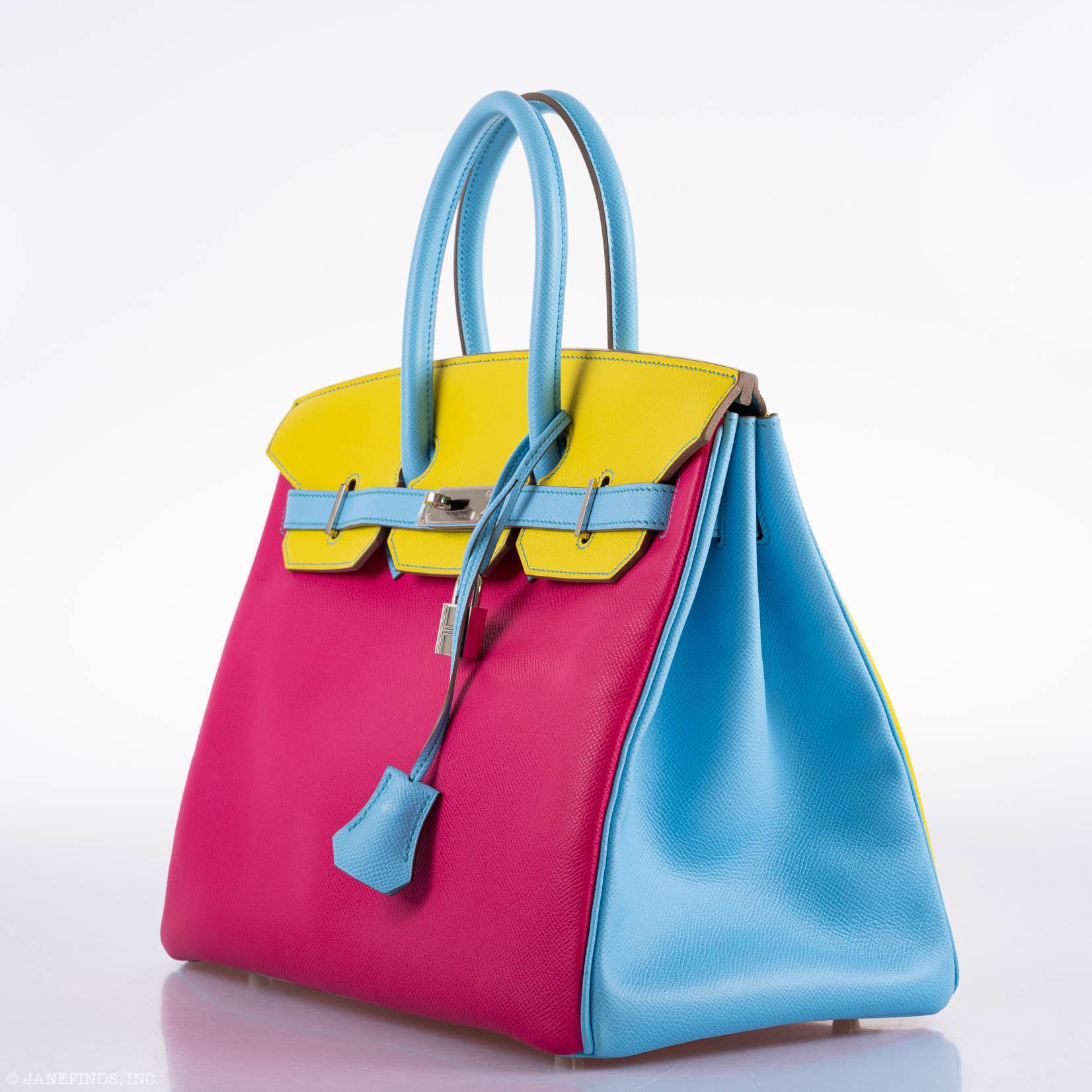 Hermès Birkin 35 HSS Hndbag Collctn, Rose Tyrien, Blue Celeste, Lime Epsom, Palladium 11 Hermès Birkin 35 HSS Hndbag Collctn, Rose Tyrien, Blue Celeste, Lime Epsom, Palladium - Image 11