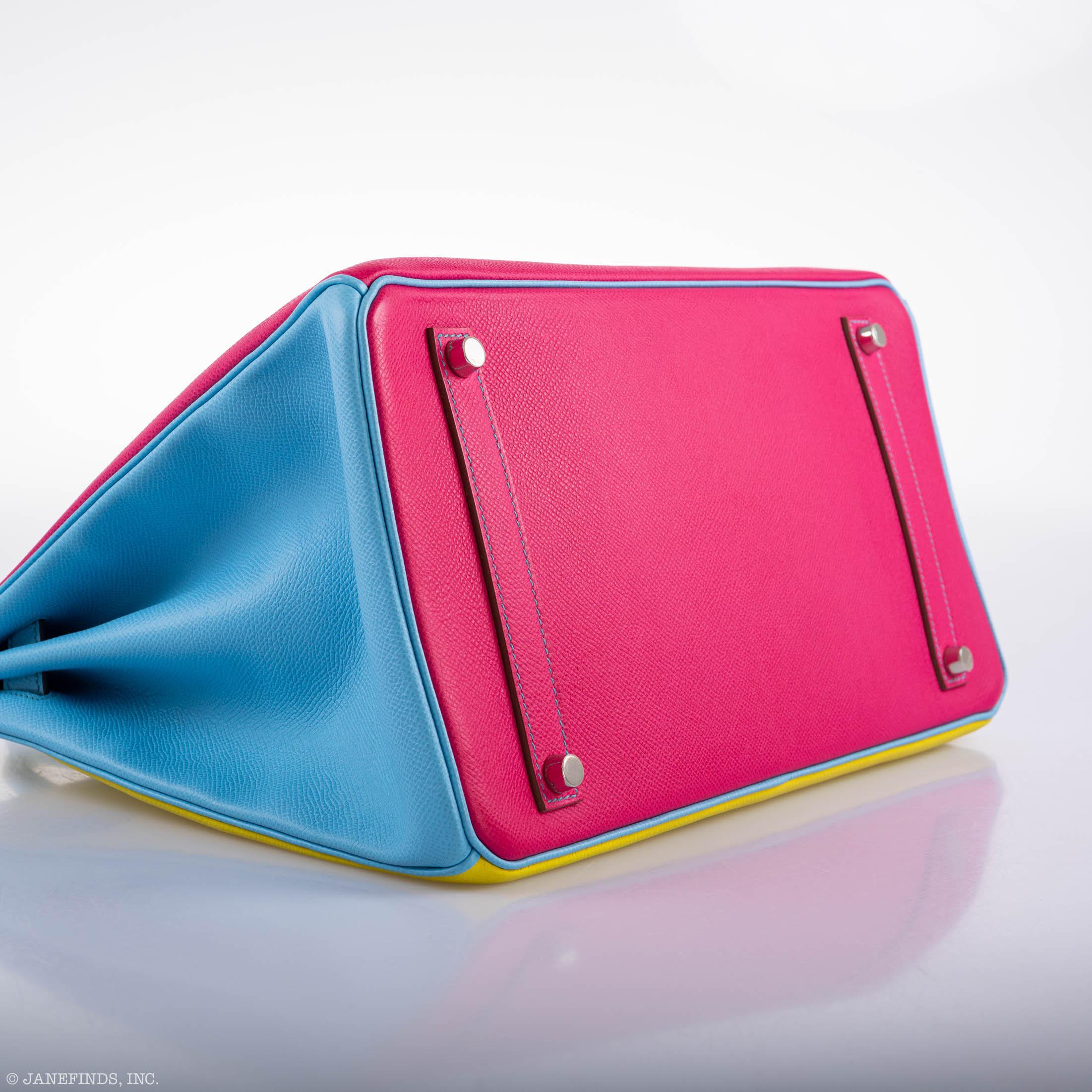 Hermès Birkin 35 HSS Hndbag Collctn, Rose Tyrien, Blue Celeste, Lime Epsom, Palladium 9 Hermès Birkin 35 HSS Hndbag Collctn, Rose Tyrien, Blue Celeste, Lime Epsom, Palladium - Image 9