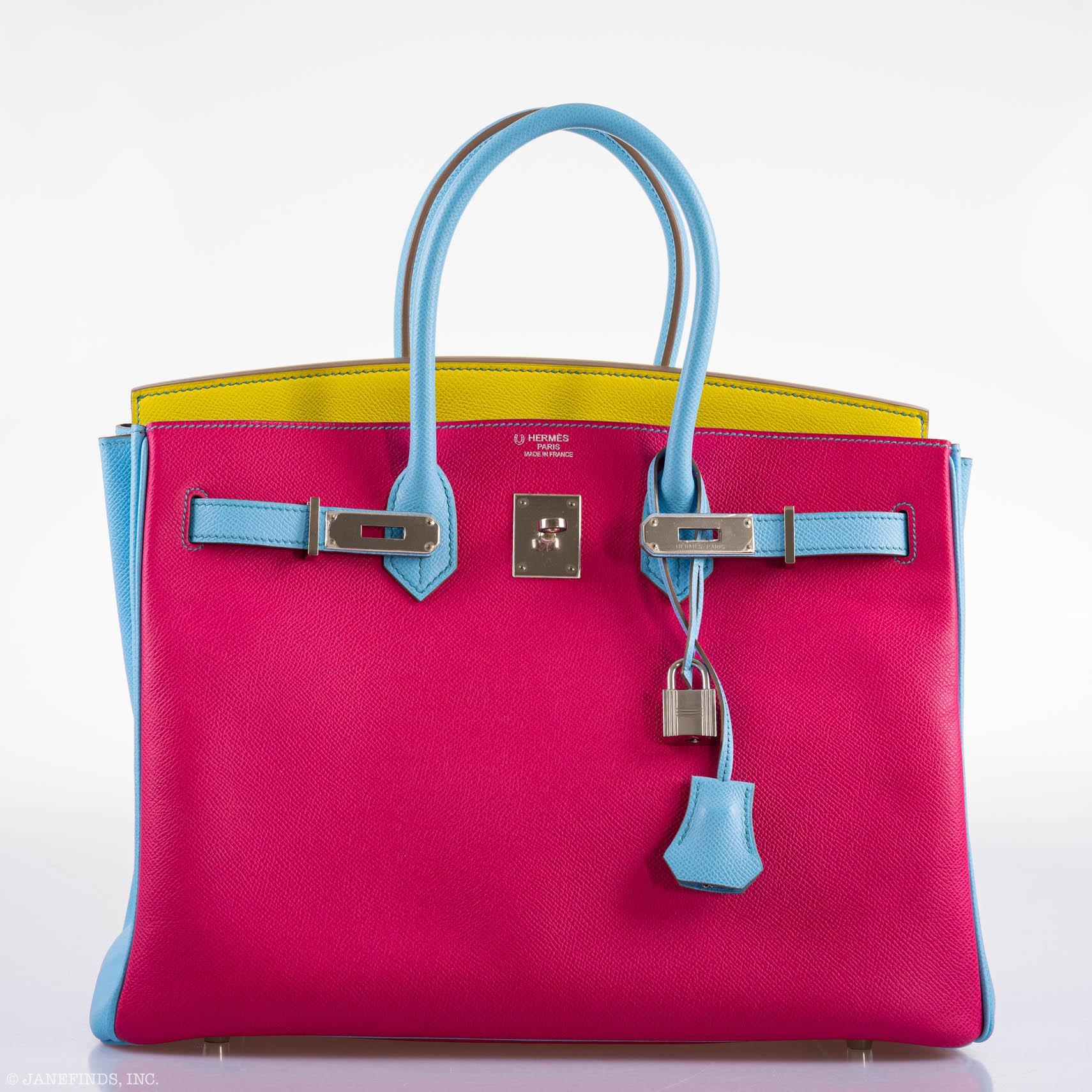 Hermès Birkin 35 HSS Hndbag Collctn, Rose Tyrien, Blue Celeste, Lime Epsom, Palladium 7 Hermès Birkin 35 HSS Hndbag Collctn, Rose Tyrien, Blue Celeste, Lime Epsom, Palladium - Image 7