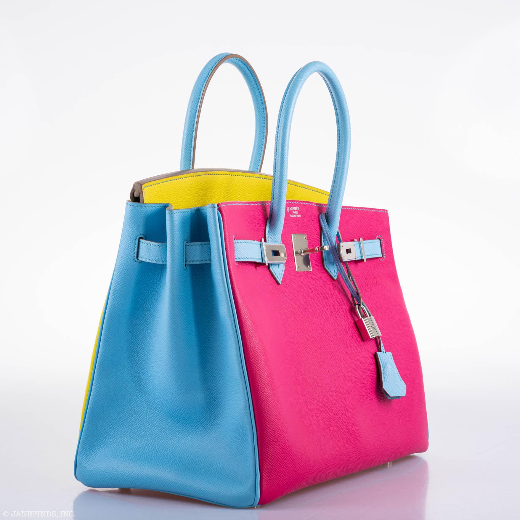 Hermès Birkin 35 HSS Hndbag Collctn, Rose Tyrien, Blue Celeste, Lime Epsom, Palladium 6 Hermès Birkin 35 HSS Hndbag Collctn, Rose Tyrien, Blue Celeste, Lime Epsom, Palladium - Image 6