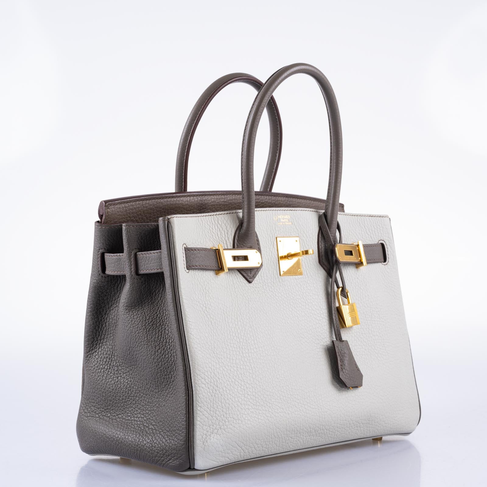 Hermès HSS Birkin 30 - Etain, Gris Perle, Etoupe Clemence Gold Hardware 6 Hermès HSS Birkin 30 - Etain, Gris Perle, Etoupe Clemence Gold Hardware - Image 6