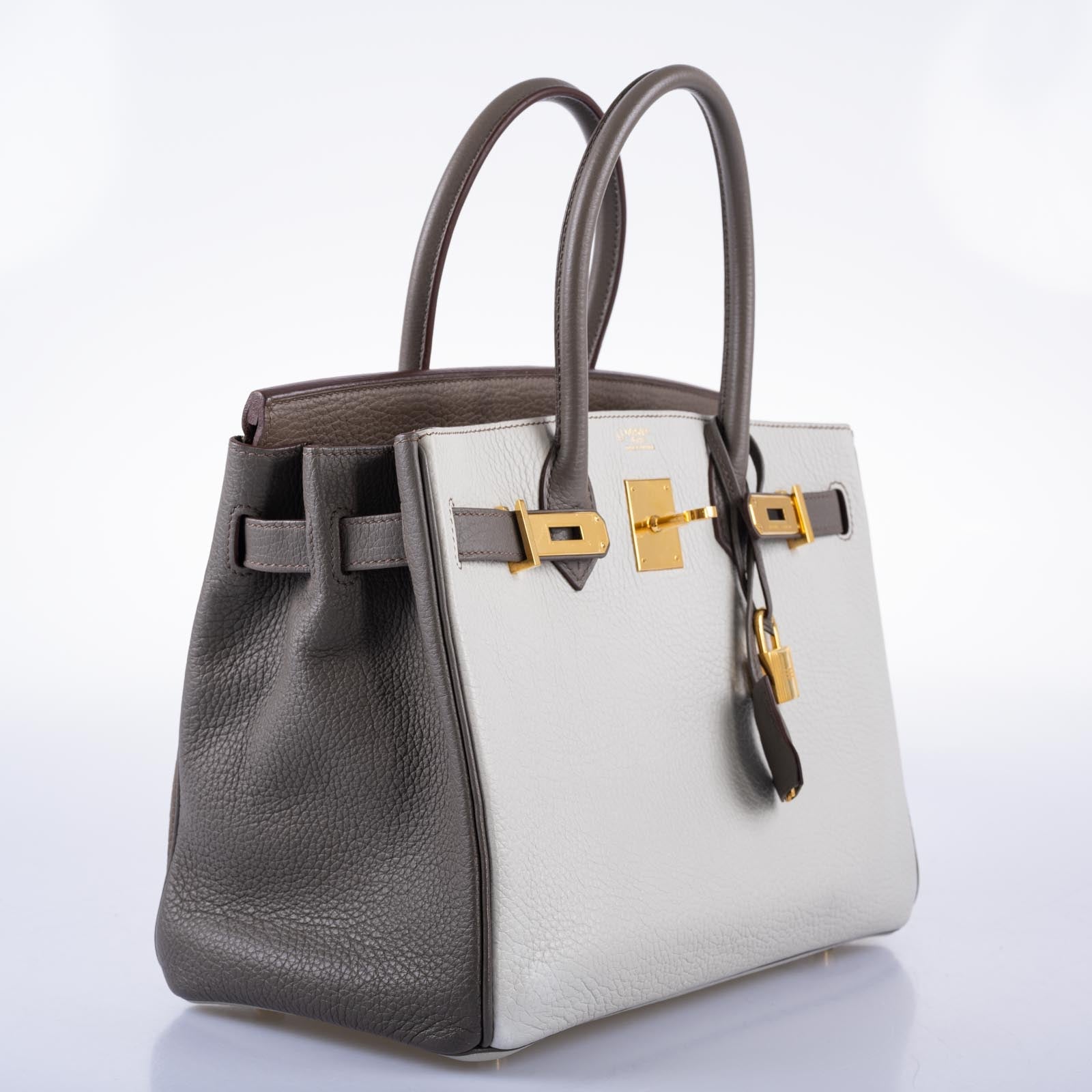 Hermès HSS Birkin 30 - Etain, Gris Perle, Etoupe Clemence Gold Hardware 8 Hermès HSS Birkin 30 - Etain, Gris Perle, Etoupe Clemence Gold Hardware - Image 8