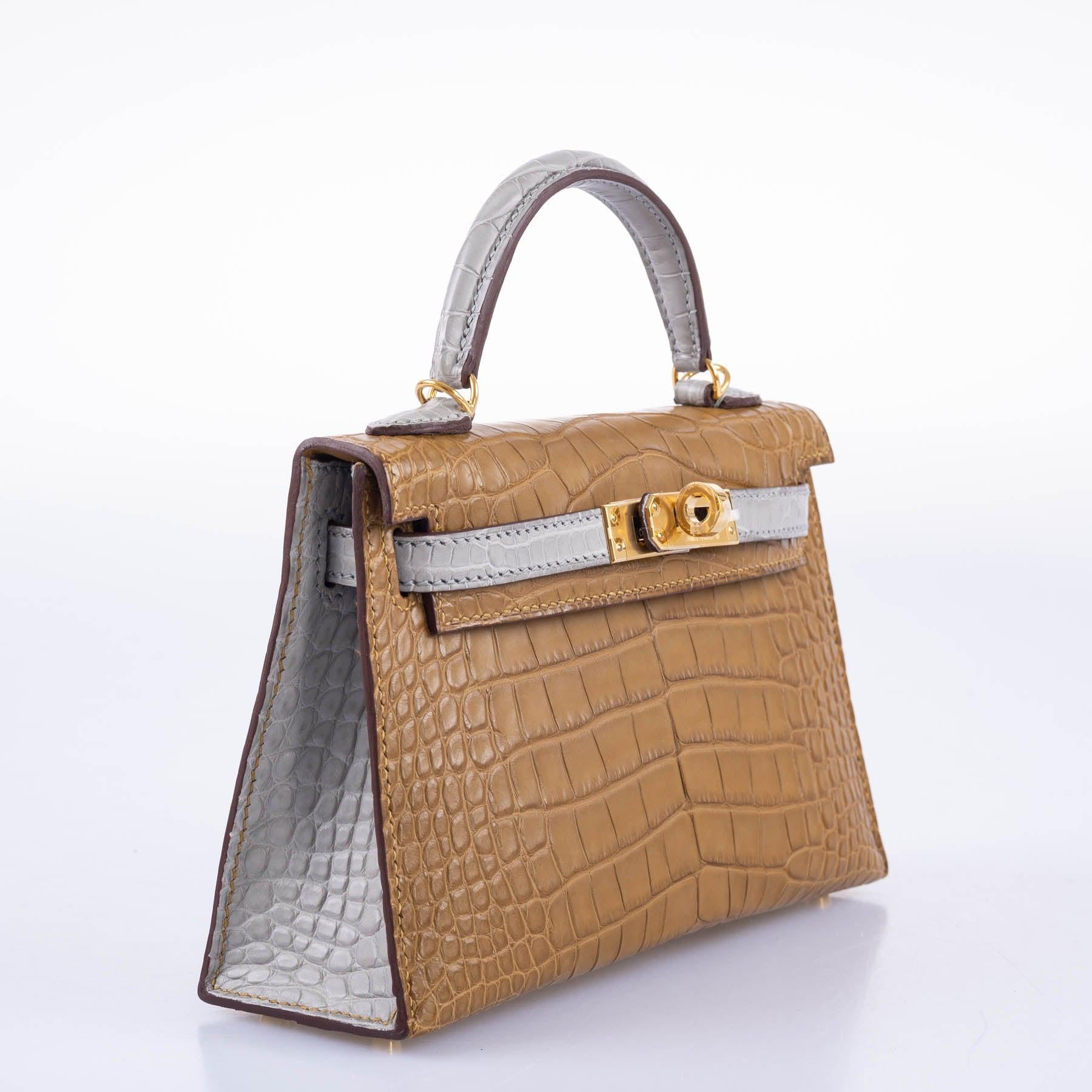 Hermès HSS Kelly Mini II Alligator Bag in Kraft & Gris Perle with Gold Hardware 4 Hermès HSS Kelly Mini II Alligator Bag in Kraft & Gris Perle with Gold Hardware - Image 4