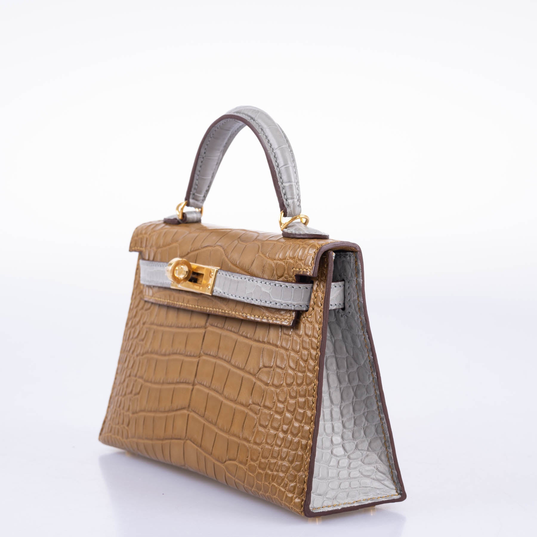 Hermès HSS Kelly Mini II Alligator Bag in Kraft & Gris Perle with Gold Hardware 7 Hermès HSS Kelly Mini II Alligator Bag in Kraft & Gris Perle with Gold Hardware - Image 7