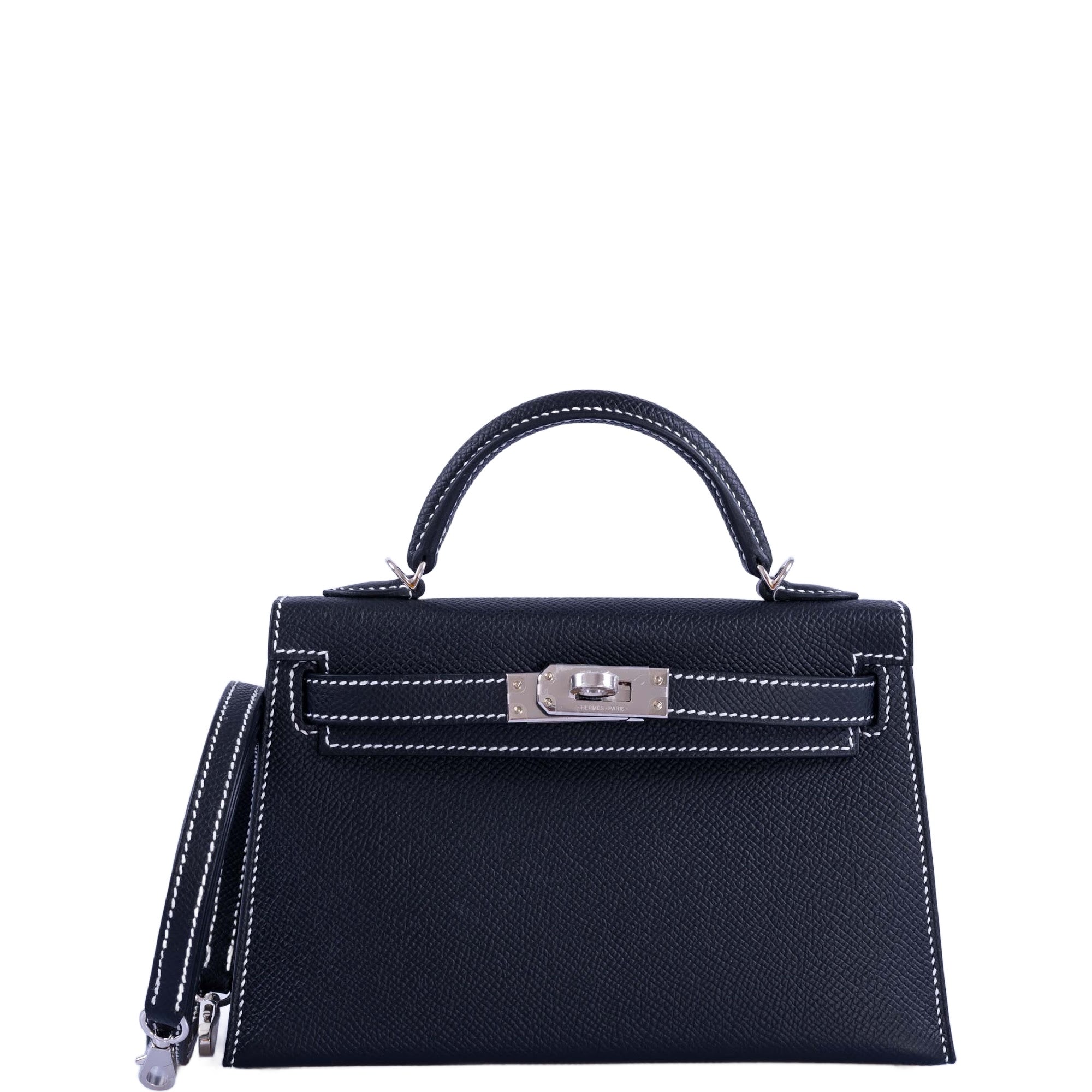 Hermès HSS Kelly Mini Black Epsom, Gris Tourterelle Interior, White Stitching 2 Hermès HSS Kelly Mini Black Epsom, Gris Tourterelle Interior, White Stitching - Image 2