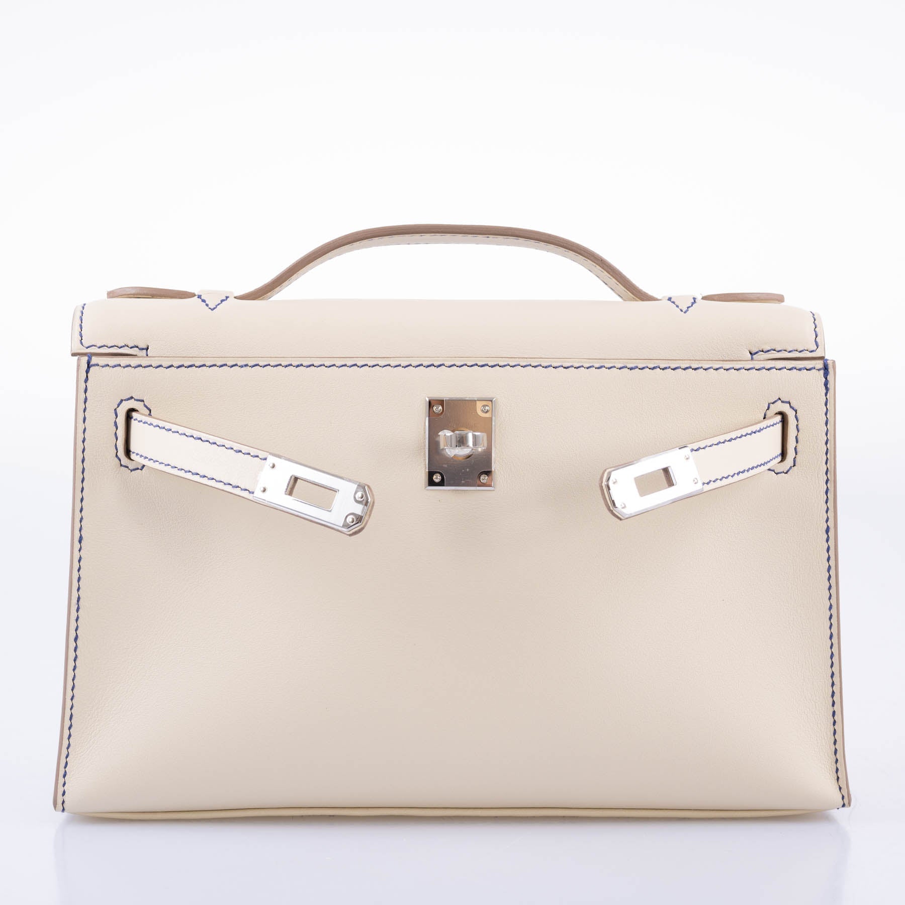 Hermès HSS Kelly Pochette Craie & Blue Electric Swift Edition 5 Hermès HSS Kelly Pochette Craie & Blue Electric Swift Edition - Image 5