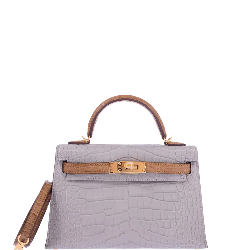 Hermès Kelly HSS Mini II: Gris Perle Alligator Gold Hardware 1 Hermes-Kelly-20-HSS-Mini-II-Sellier-Gris-Perle-and-Kraft-Matte-Alligator-Gold-Hardware