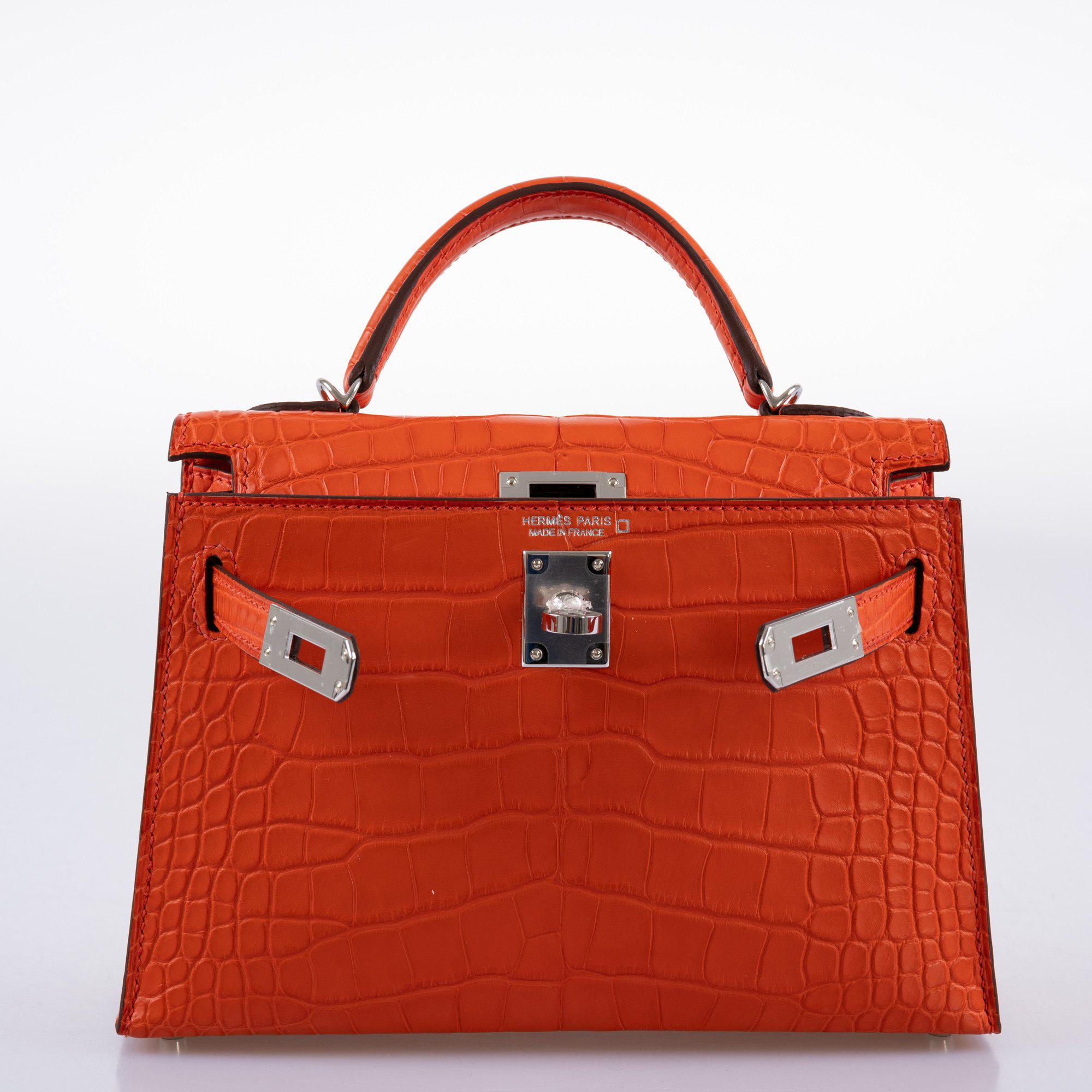 Hermès Kelly Mini II Poppy Alligator Palladium Hardware 4 Hermès Kelly Mini II Poppy Alligator Palladium Hardware - Image 4