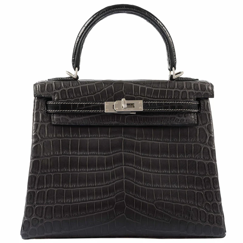 Hermès Kelly 25 Matte Graphite Crocodile Bag with Palladium Hardware 3 Hermès Kelly 25 Matte Graphite Crocodile Bag with Palladium Hardware - Image 3