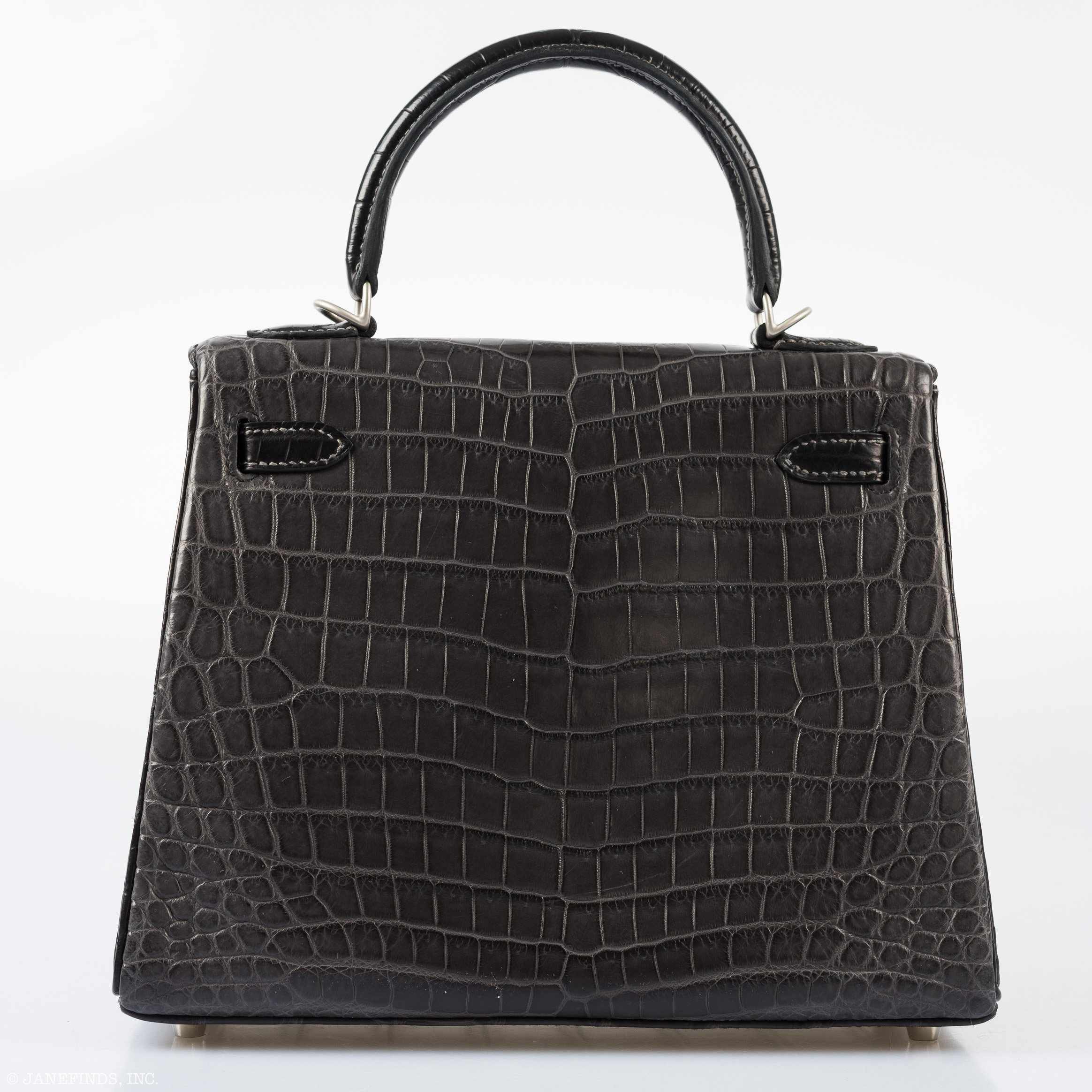 Hermès Kelly 25 Matte Graphite Crocodile Bag with Palladium Hardware 12 Hermès Kelly 25 Matte Graphite Crocodile Bag with Palladium Hardware - Image 12