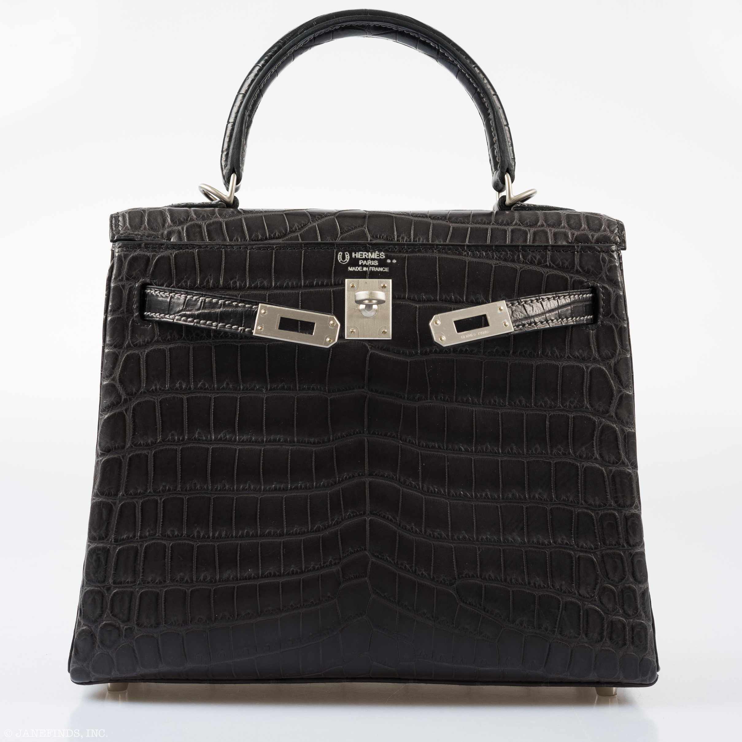 Hermès Kelly 25 Matte Graphite Crocodile Bag with Palladium Hardware 13 Hermès Kelly 25 Matte Graphite Crocodile Bag with Palladium Hardware - Image 13