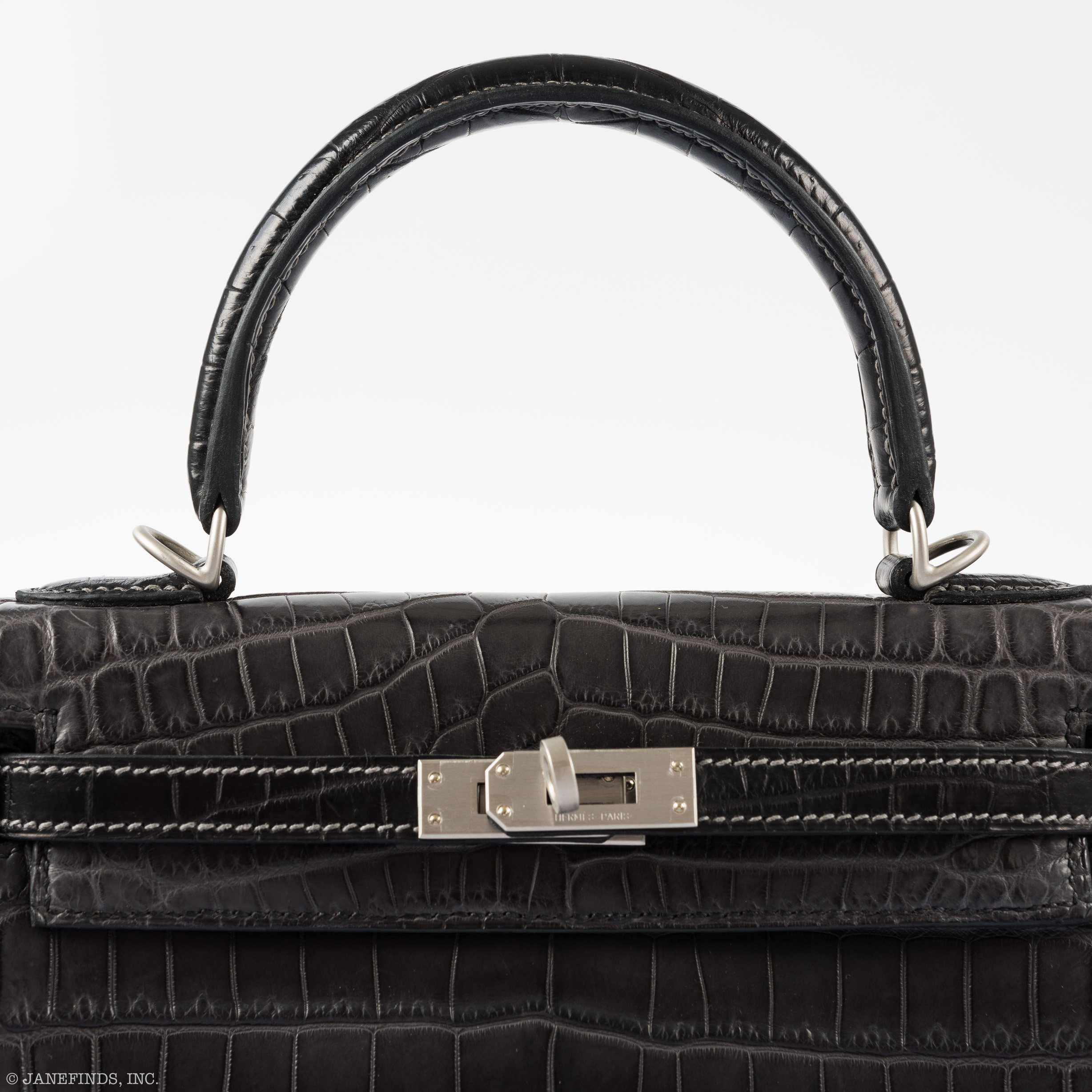 Hermès Kelly 25 Matte Graphite Crocodile Bag with Palladium Hardware 4 Hermès Kelly 25 Matte Graphite Crocodile Bag with Palladium Hardware - Image 4