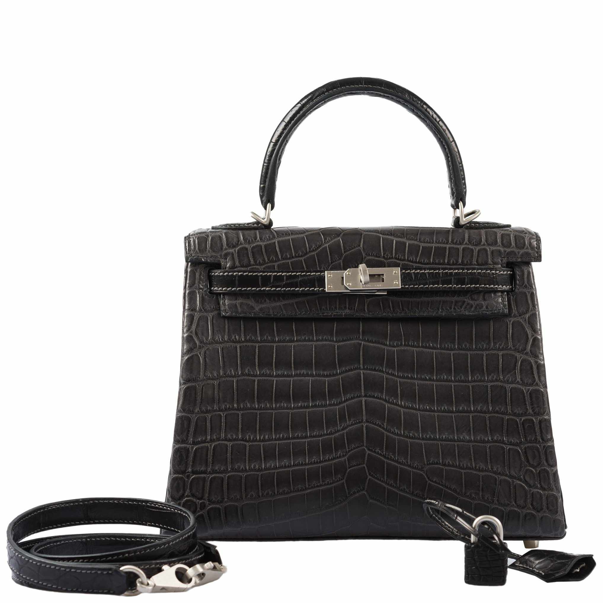 Hermès Kelly 25 Matte Graphite Crocodile Bag with Palladium Hardware 5 Hermès Kelly 25 Matte Graphite Crocodile Bag with Palladium Hardware - Image 5