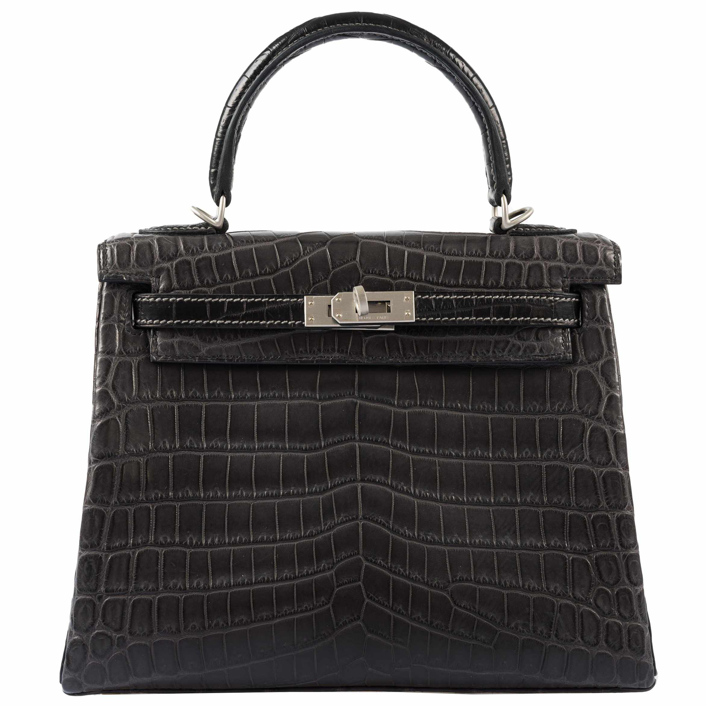 Hermès Kelly 25 Matte Graphite Crocodile Bag with Palladium Hardware 2 Hermès Kelly 25 Matte Graphite Crocodile Bag with Palladium Hardware - Image 2
