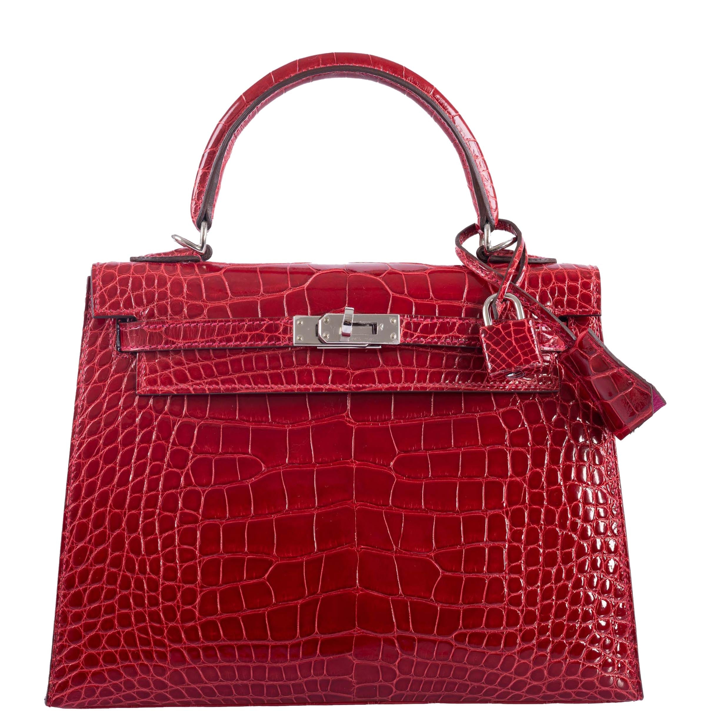 Hermès Kelly 25 Shiny Alligator Braise Bag with Rose Shocking Interior 1 Hermes-Kelly-25-HSS-Sellier-Braise-Shiny-Alligator-and-Rose-Shocking-Interior-Palladium-Hardware
