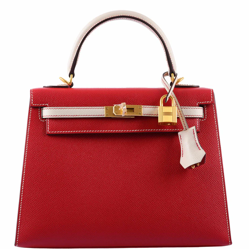 Exclusive Hermès Kelly 25 Bag - Bi-Color Rouge Casaque & Craie, Brushed Gold Hardware 1 Hermes-Kelly-25-Sellier-HSS-Bi-Color-Rouge-Casaque-Craie-Epsom-Brushed-Gold-Hardware-2019-D