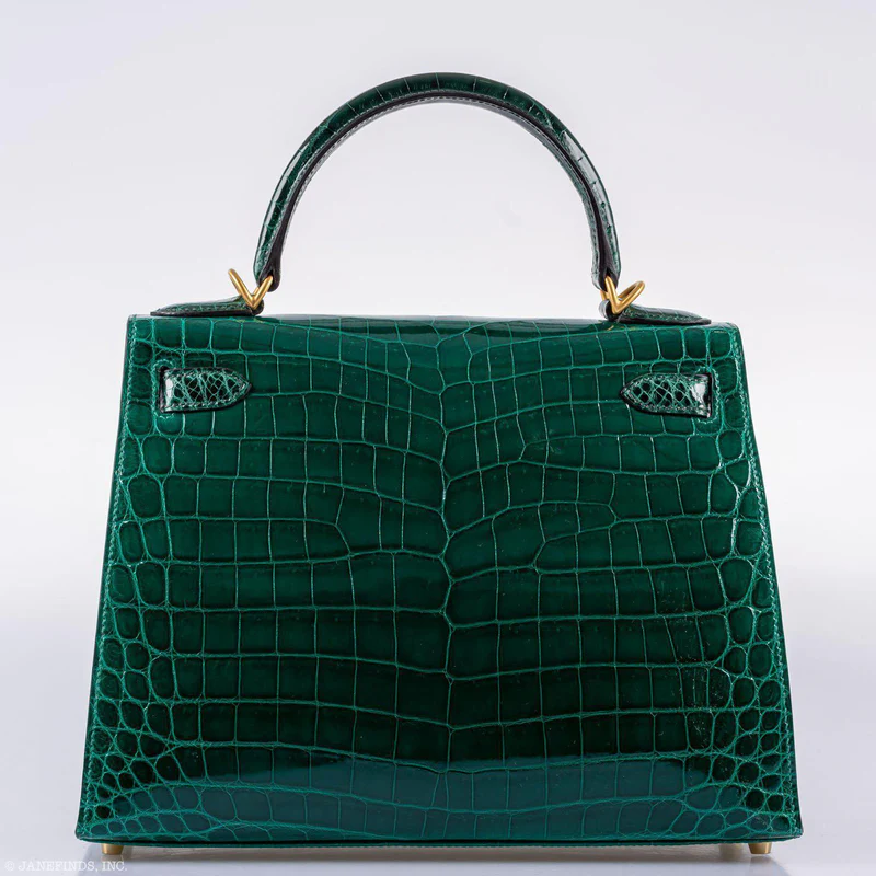 Hermès Kelly 28 Sellier: Emerald Crocodile, Brushed Gold Hardware 2 Hermès Kelly 28 Sellier: Emerald Crocodile, Brushed Gold Hardware - Image 2