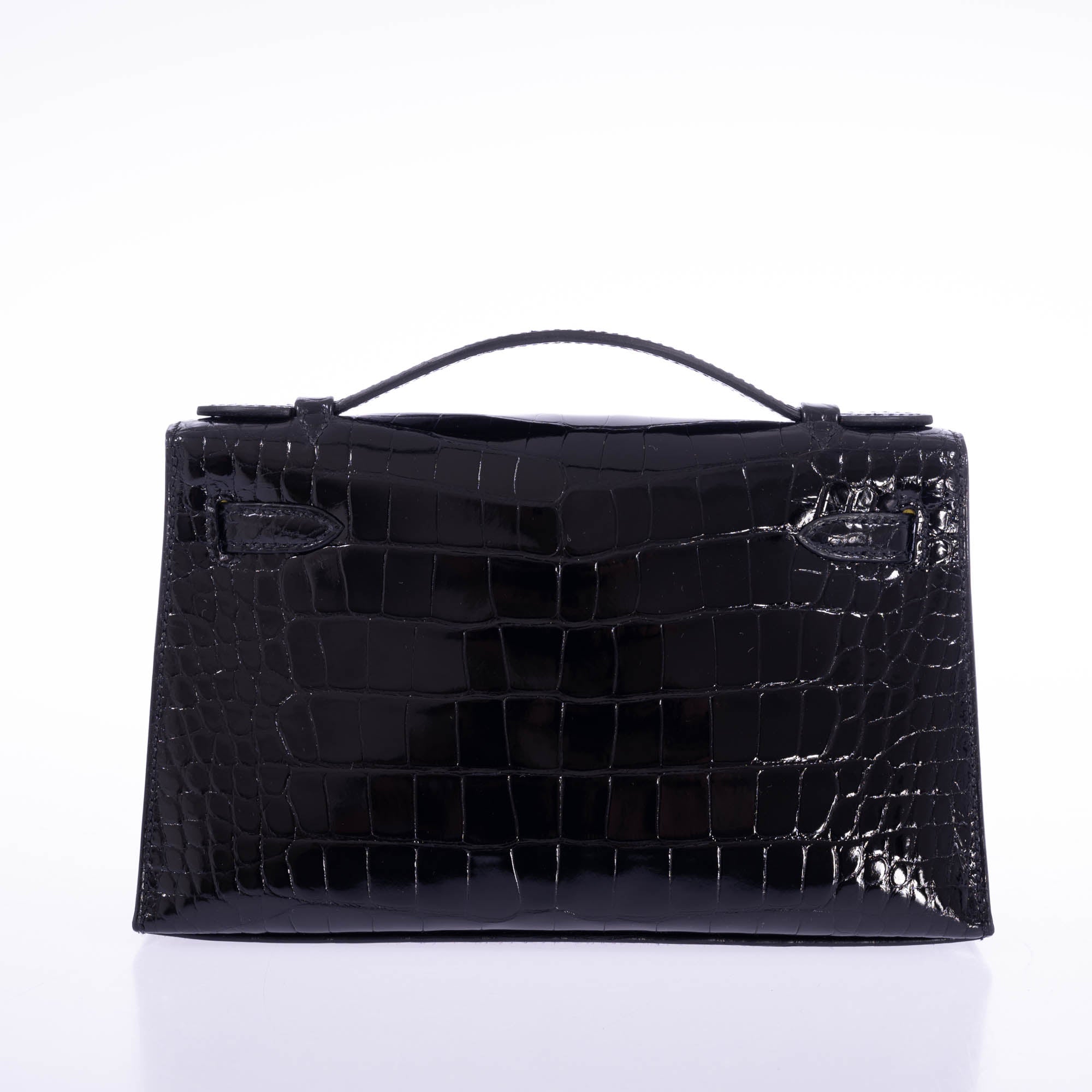 Hermès Kelly Pochette: Black Alligator, Lime Interior, Champagne Hardware 3 Hermès Kelly Pochette: Black Alligator, Lime Interior, Champagne Hardware - Image 3
