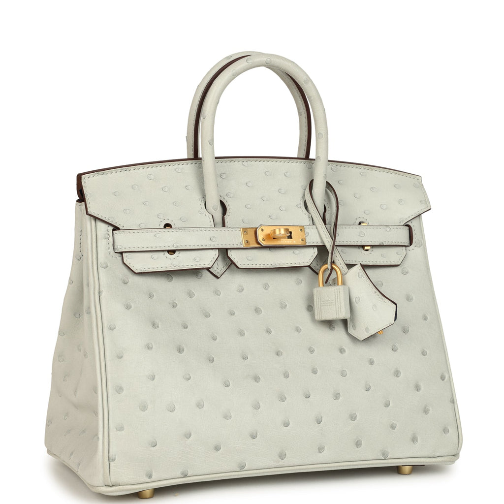 Hermès Special Order Birkin 25 Gris Perle Ostrich Bag - Brushed Gold Hardware 2 Hermès Special Order Birkin 25 Gris Perle Ostrich Bag - Brushed Gold Hardware - Image 2