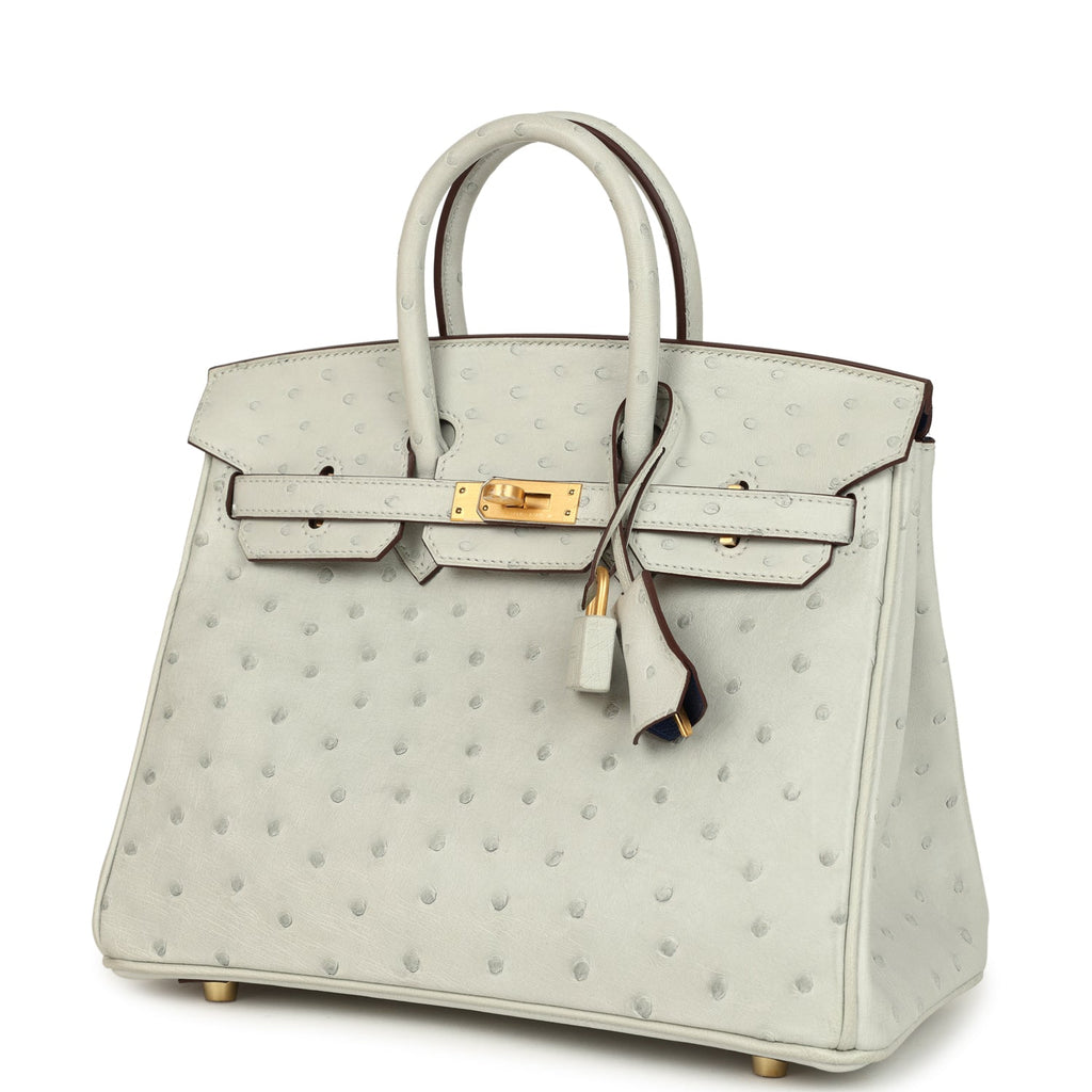 Hermès Special Order Birkin 25 Gris Perle Ostrich Bag - Brushed Gold Hardware 5 Hermès Special Order Birkin 25 Gris Perle Ostrich Bag - Brushed Gold Hardware - Image 5