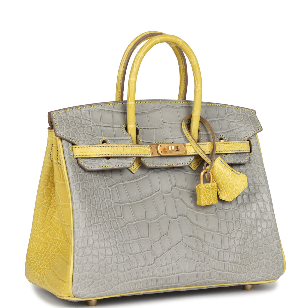Hermès HSS Birkin 25 Gris Perle & Mimosa Alligator Bag 2 Hermès HSS Birkin 25 Gris Perle & Mimosa Alligator Bag - Image 2