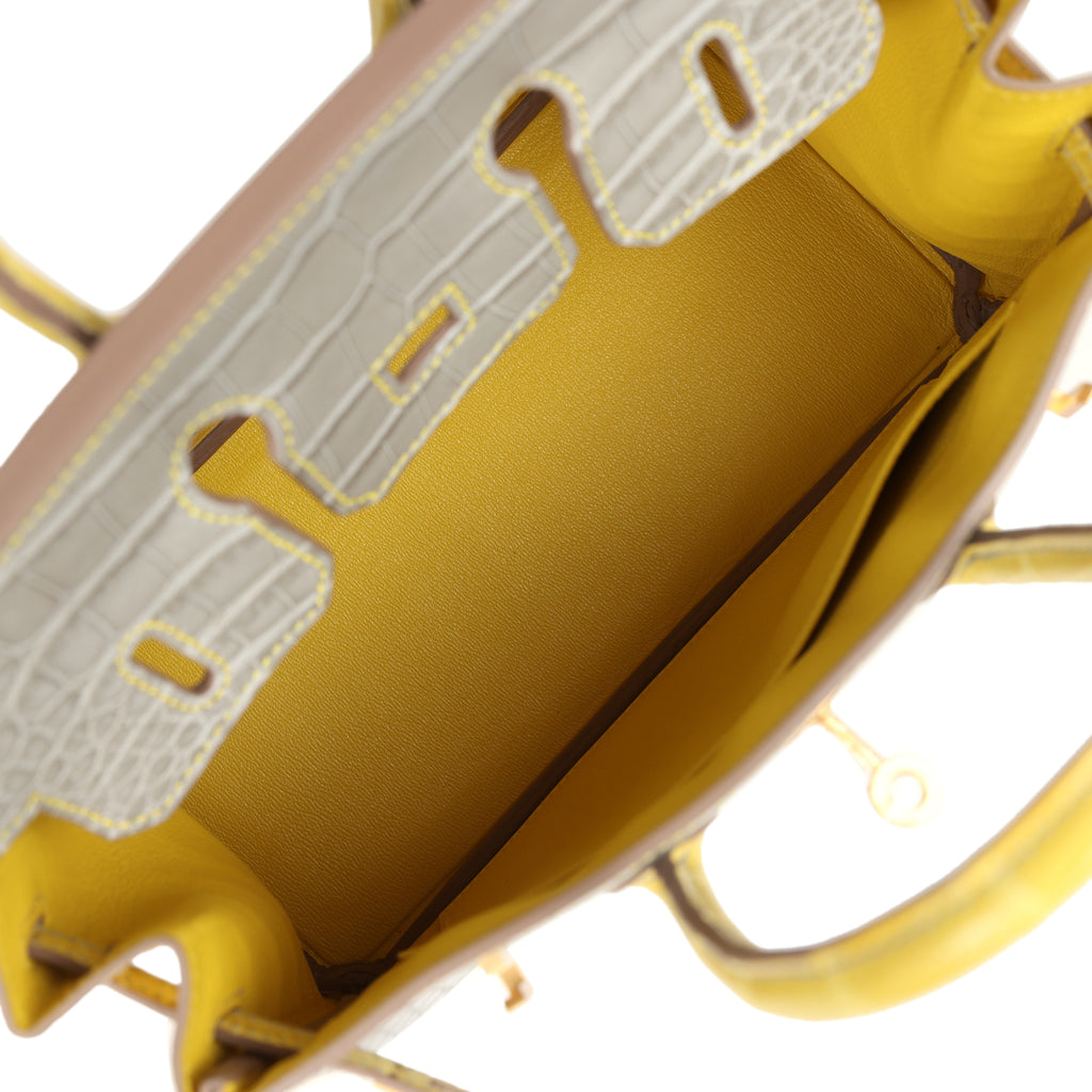 Hermès HSS Birkin 25 Gris Perle & Mimosa Alligator Bag 8 Hermès HSS Birkin 25 Gris Perle & Mimosa Alligator Bag - Image 8